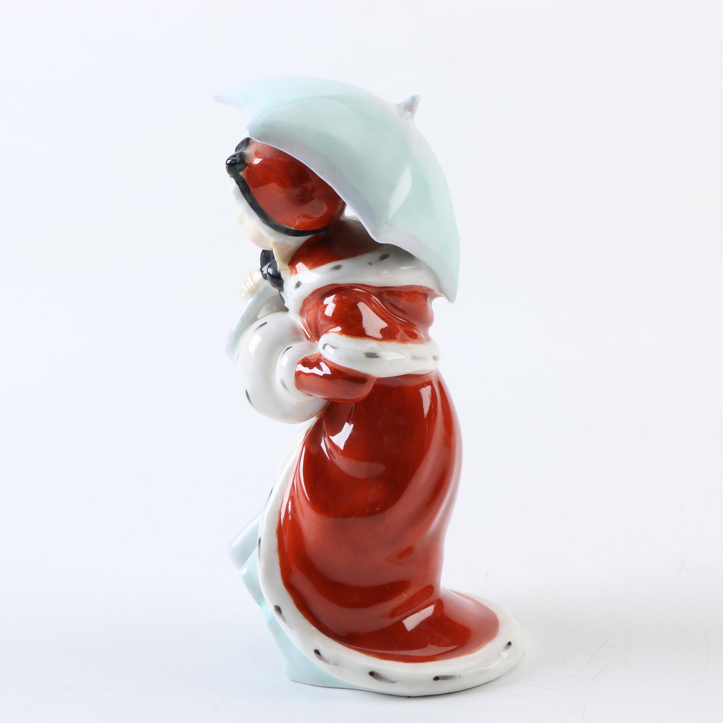 1940s Royal Doulton "Christmas Morn" and "Miss Muffet" Porcelain Figurines