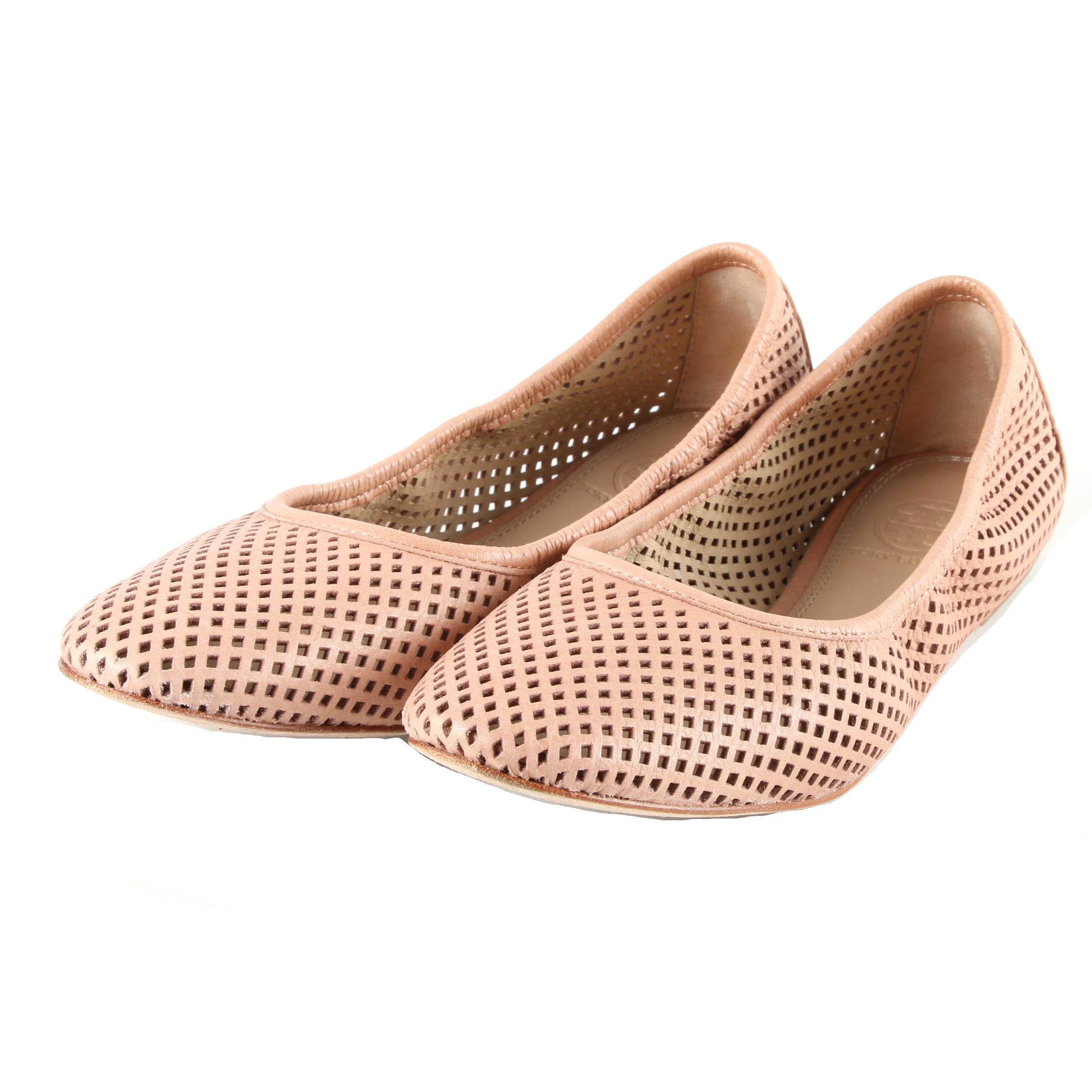 Tory Burch Beige Perforated Leather Flats