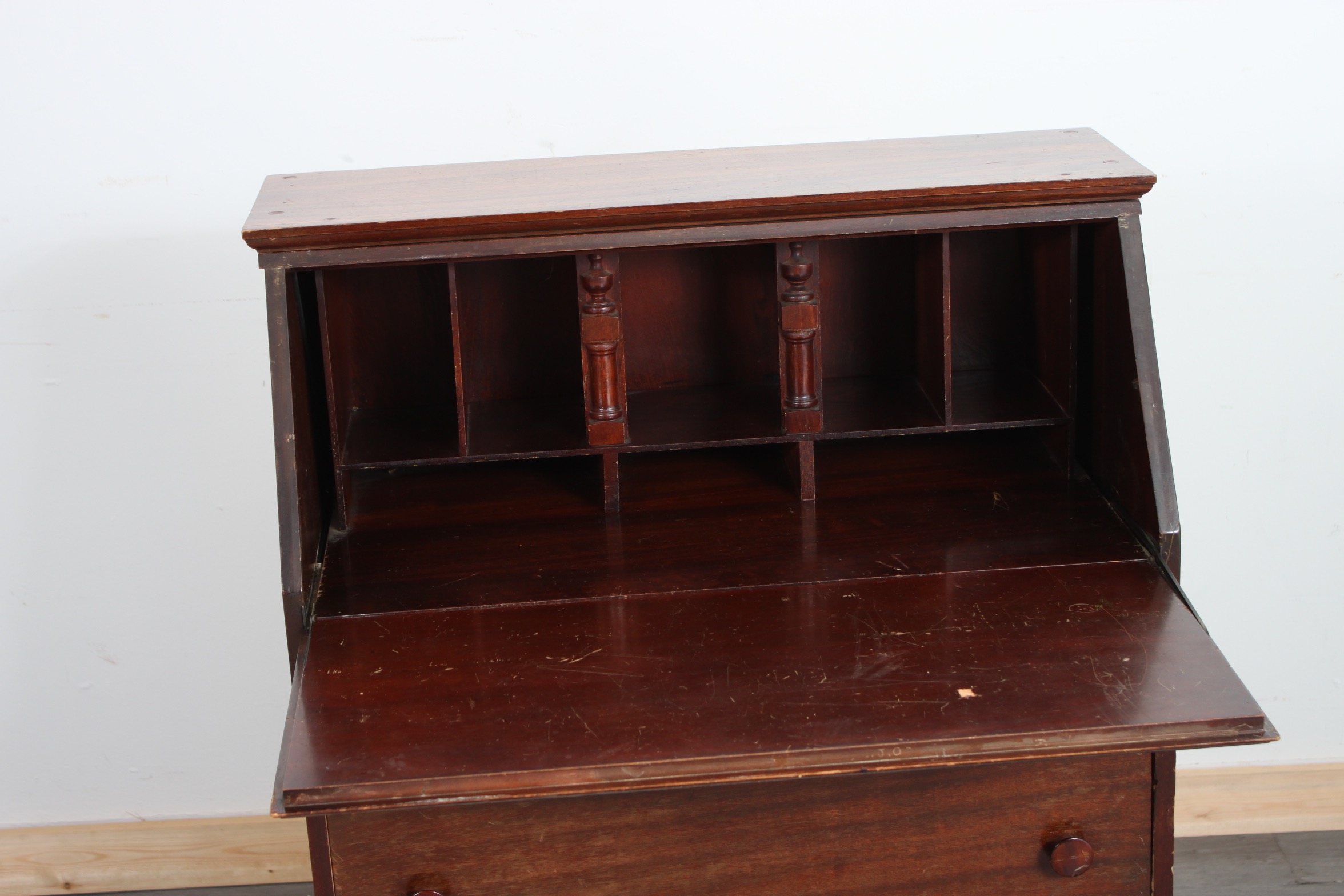 Vintage Chippendale Style Mahogany Slant-Front Desk