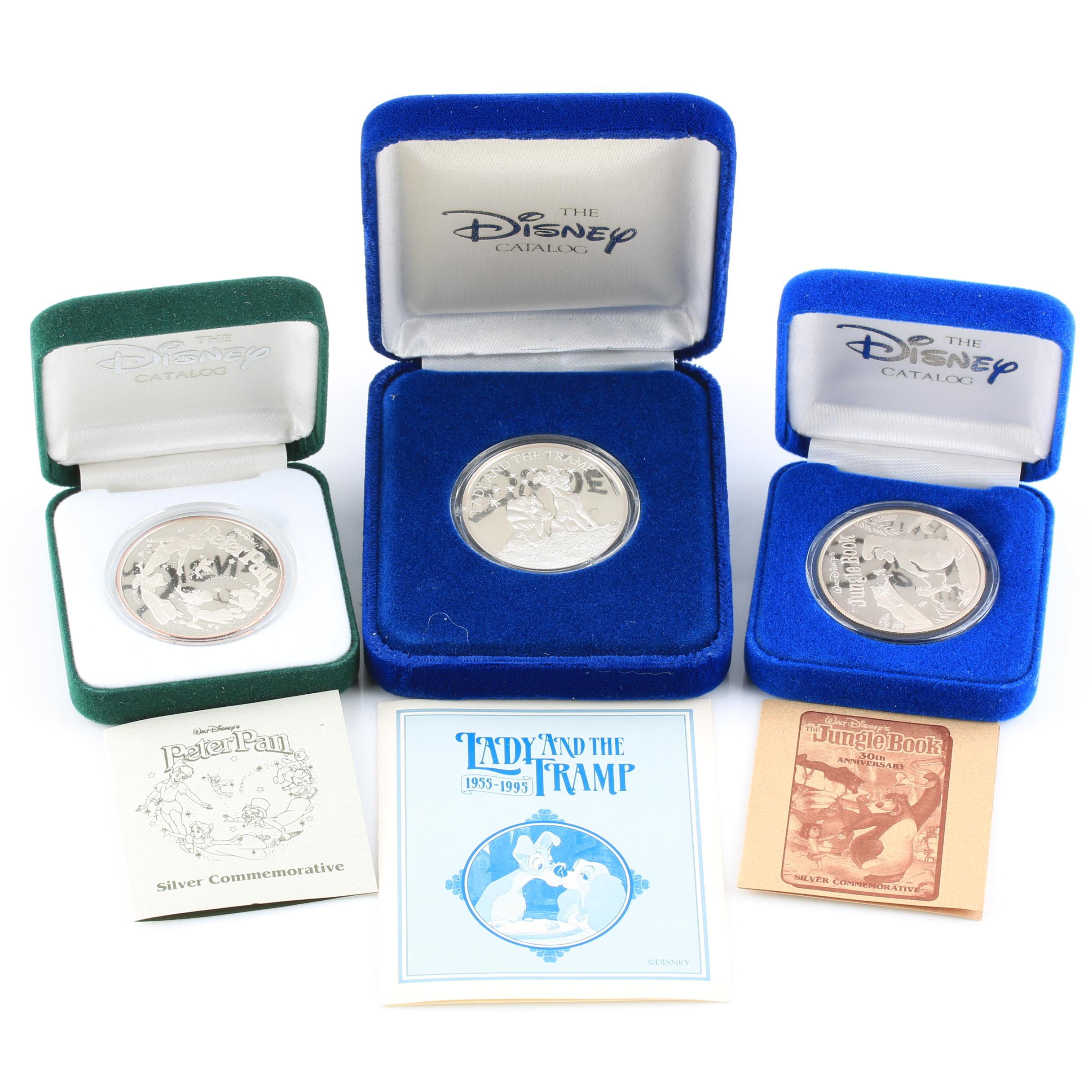 Group of Three Walt Disney's Silver Commemorative Proof Bullion Coins