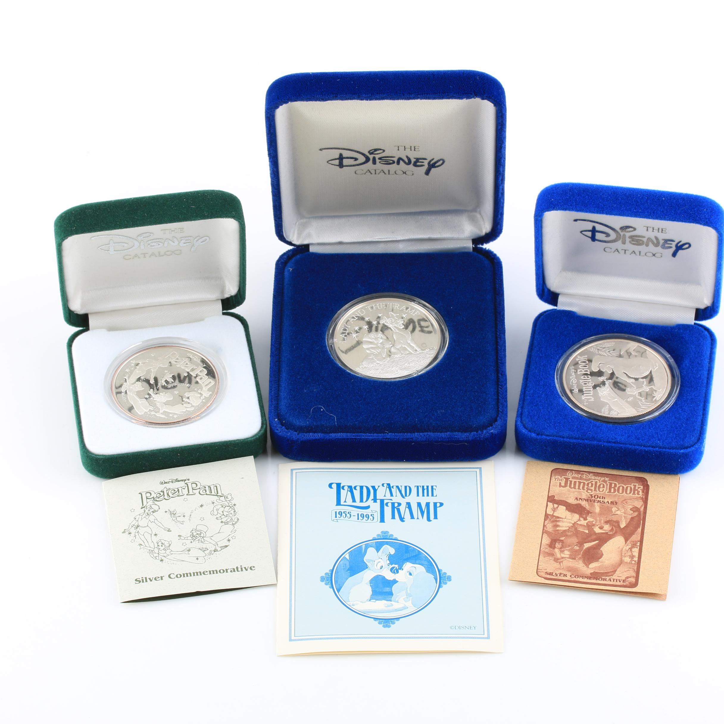 Group of Three Walt Disney's Silver Commemorative Proof Bullion Coins