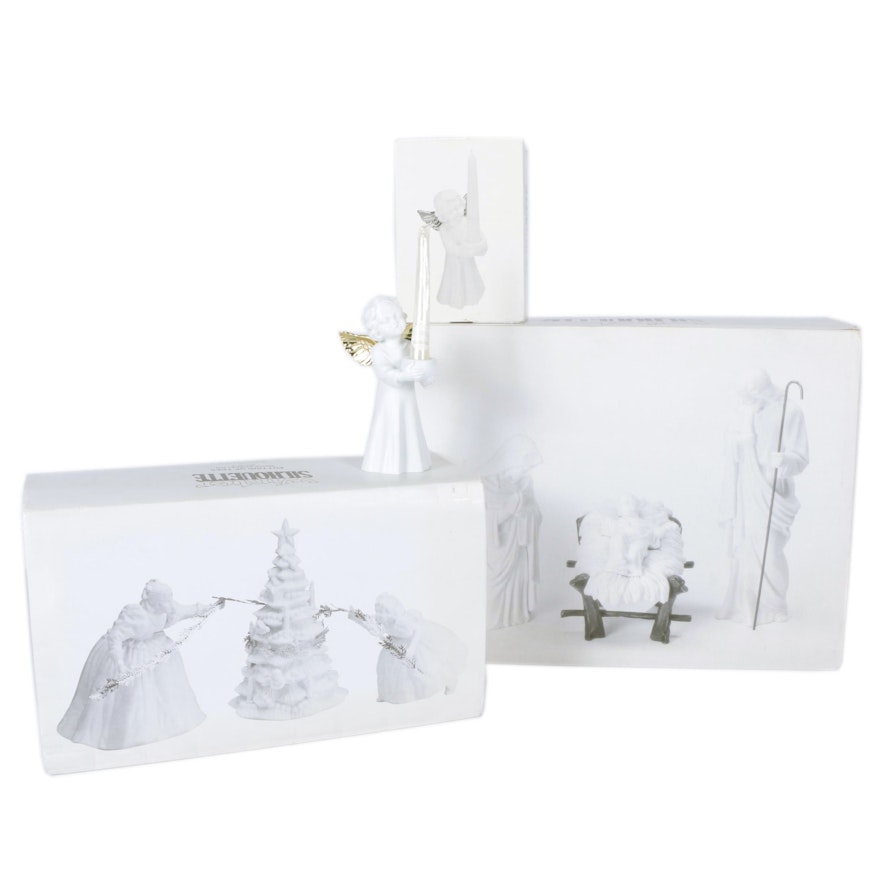 Department 56 Winter Silhouette Porcelain Figurines, Including "The Nativity"