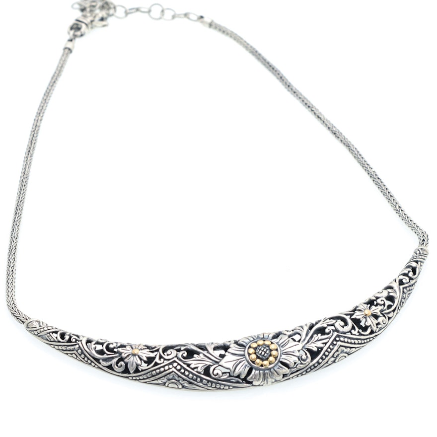 Robert Manse Sterling Silver and 18K Yellow Gold Necklace