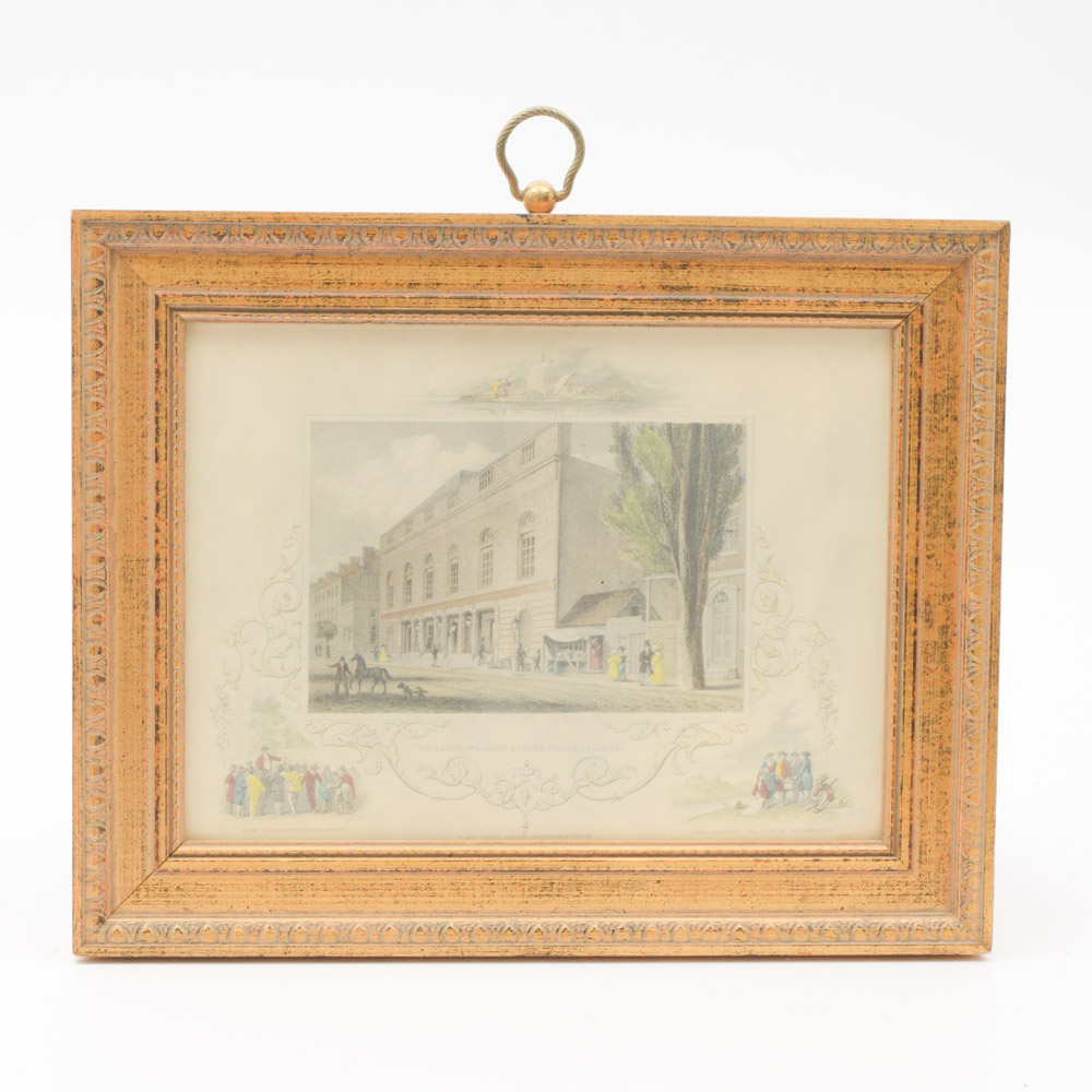 Hand-Colored Engraving "Theatre, Walnut Street, Philadelphia" After J & F Tallis
