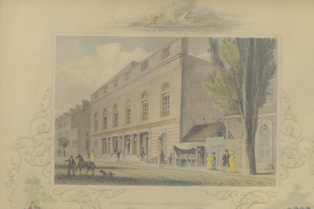 Hand-Colored Engraving "Theatre, Walnut Street, Philadelphia" After J & F Tallis