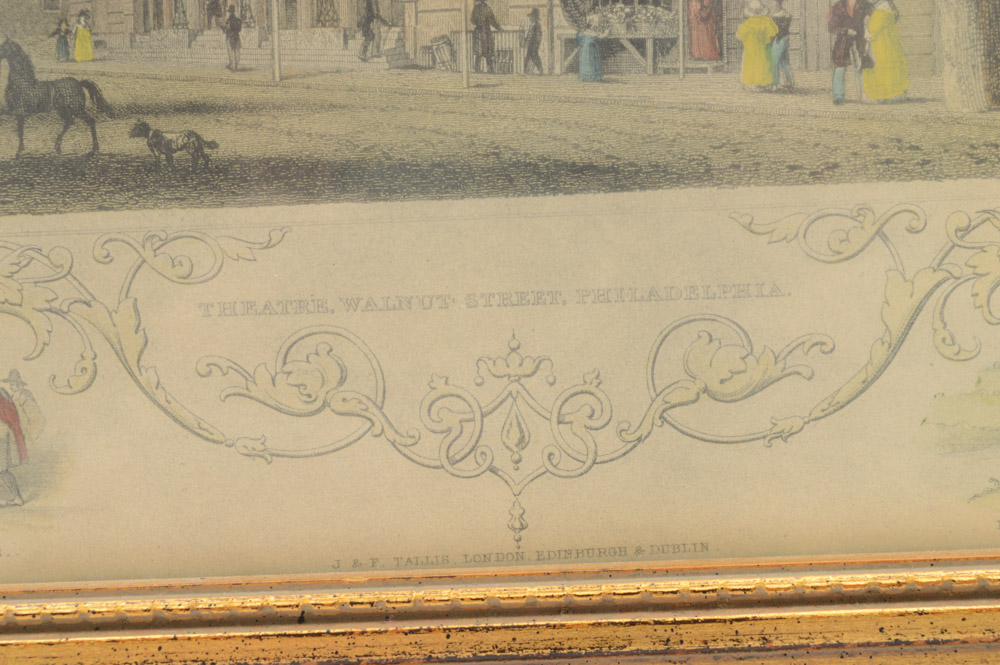 Hand-Colored Engraving "Theatre, Walnut Street, Philadelphia" After J & F Tallis