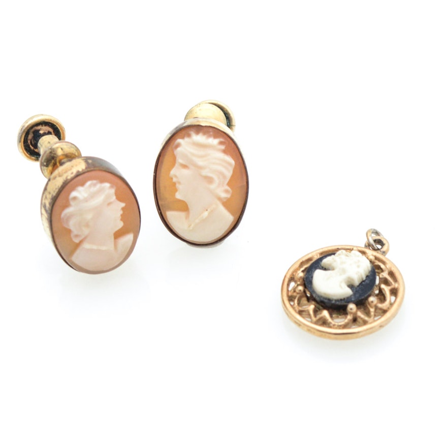 Cameo Earrings and Pendant