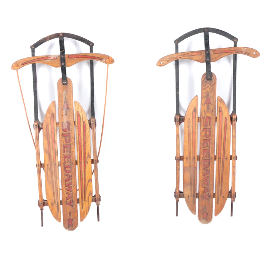 Vintage Speedway Wooden Sleds by Paris Mfg. Co.