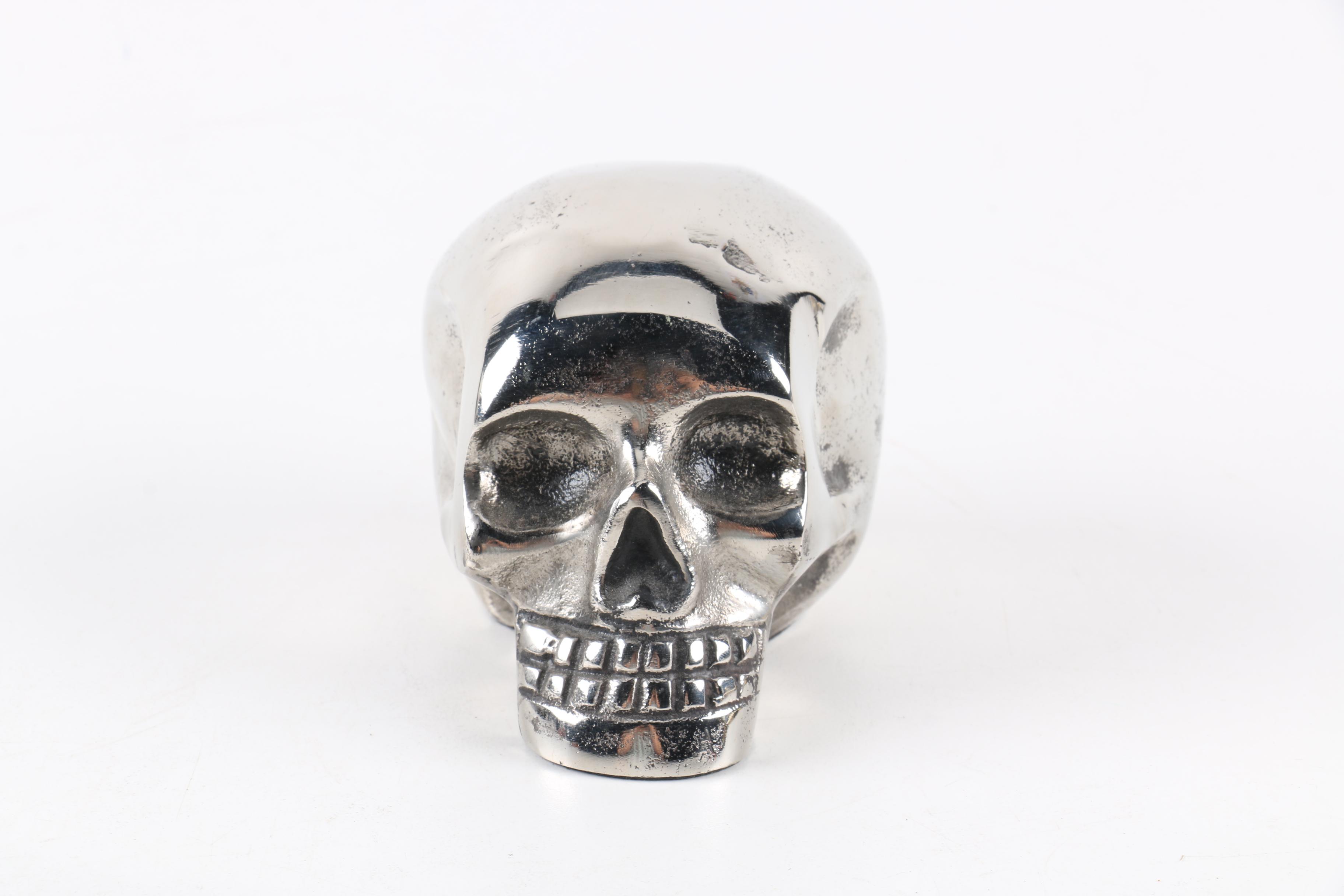 Nickle Plated Skull Figurine