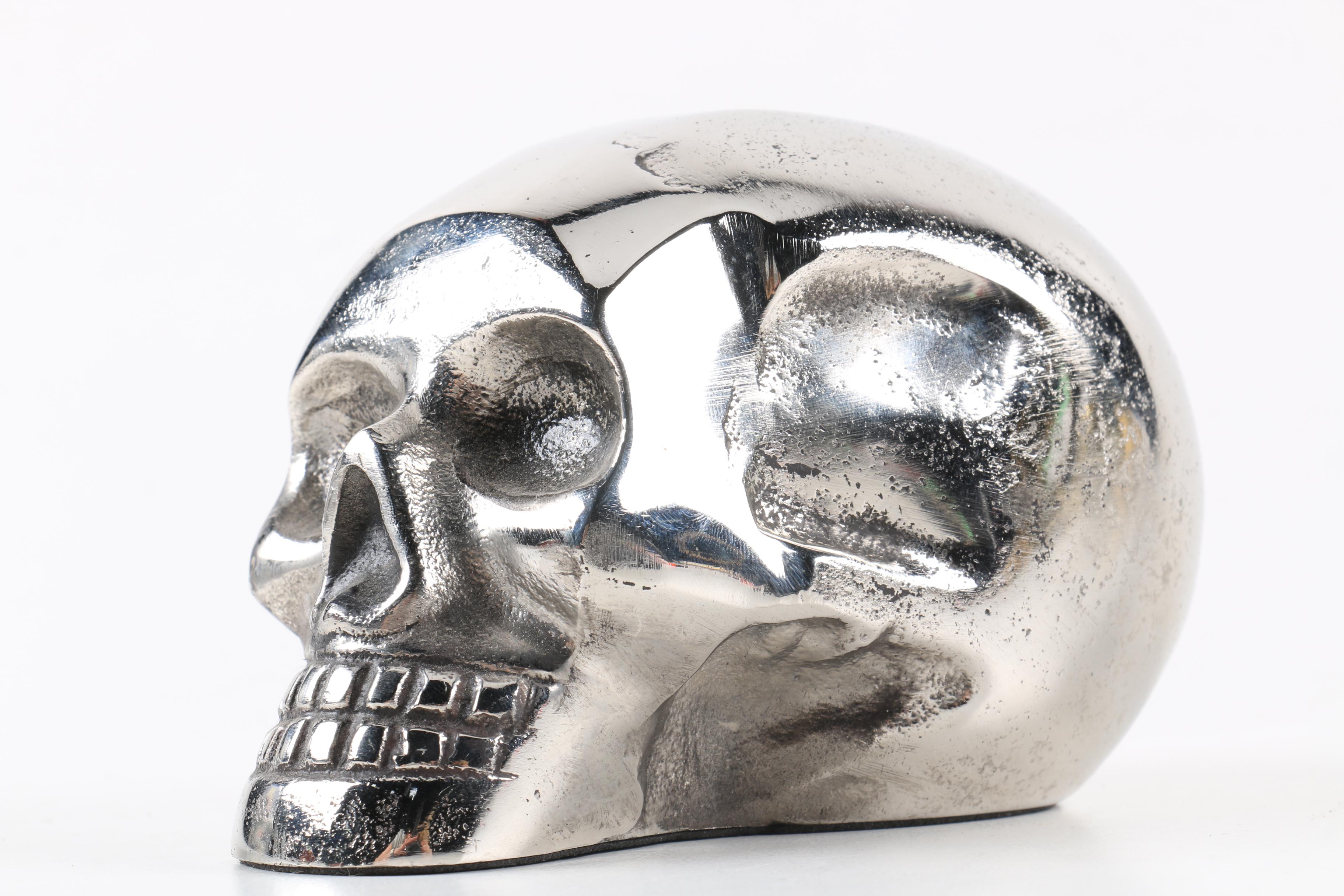 Nickle Plated Skull Figurine
