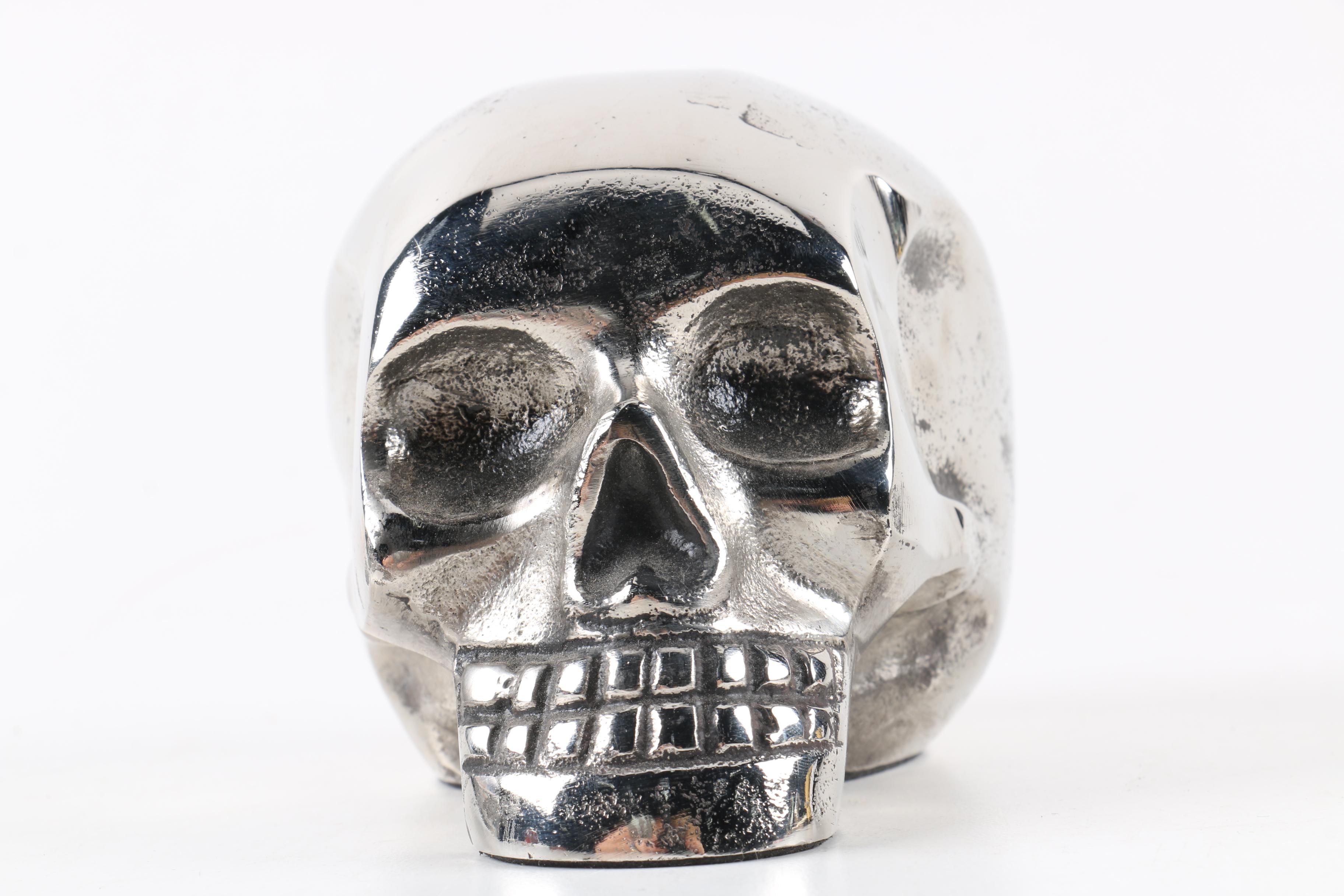 Nickle Plated Skull Figurine