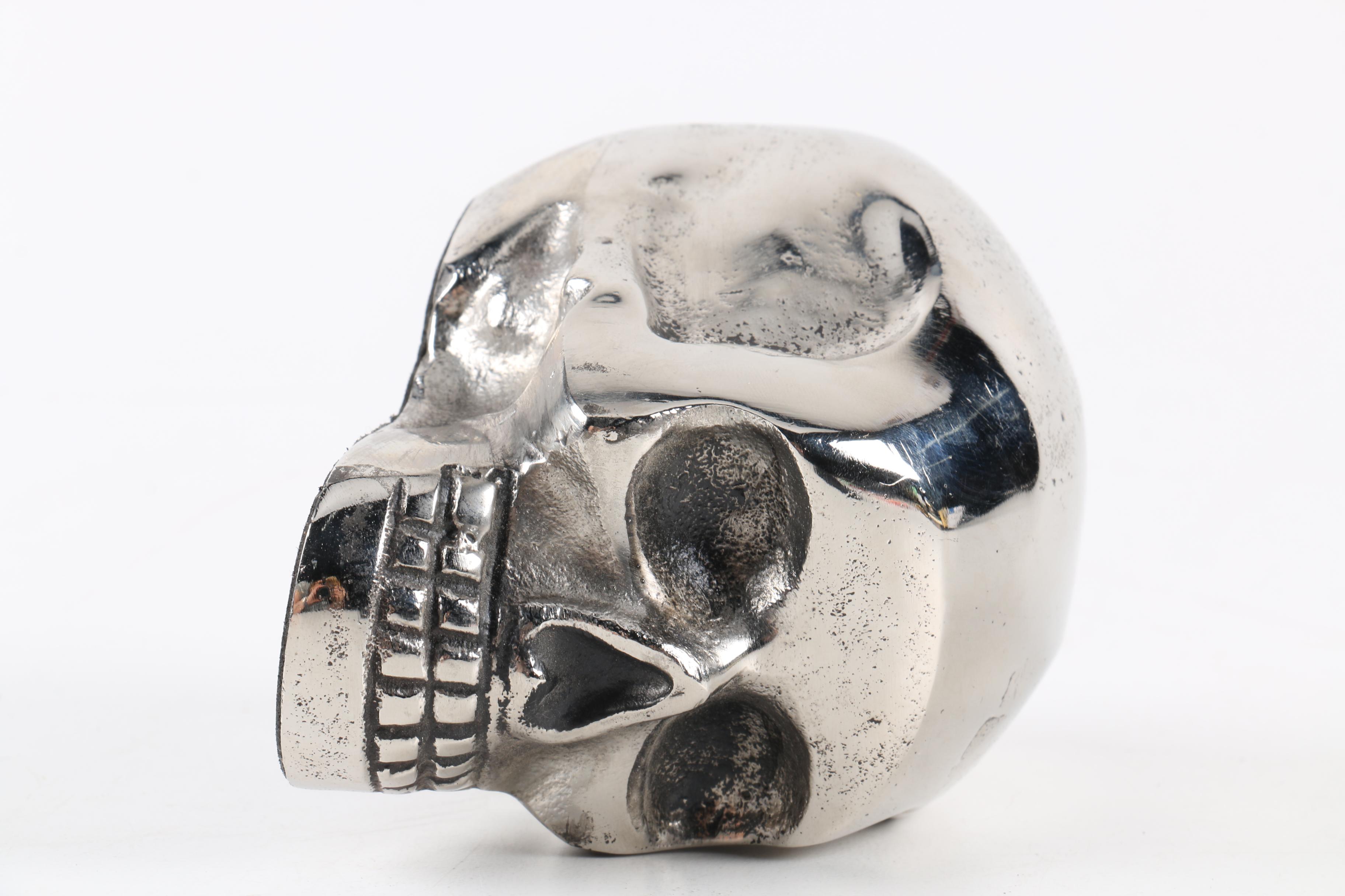 Nickle Plated Skull Figurine