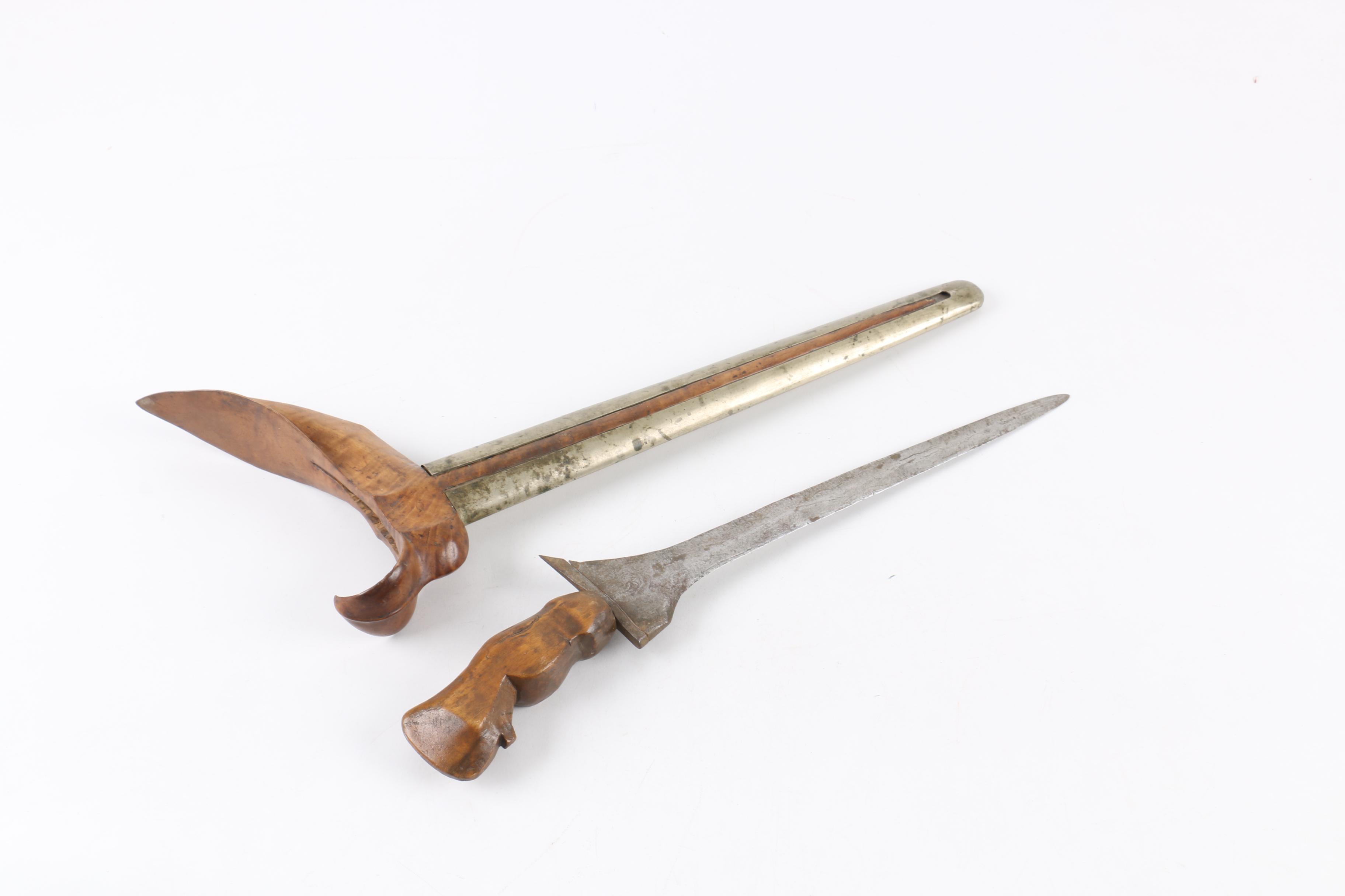 Indonesian Kris Dagger with Hand-Carved Scabbard