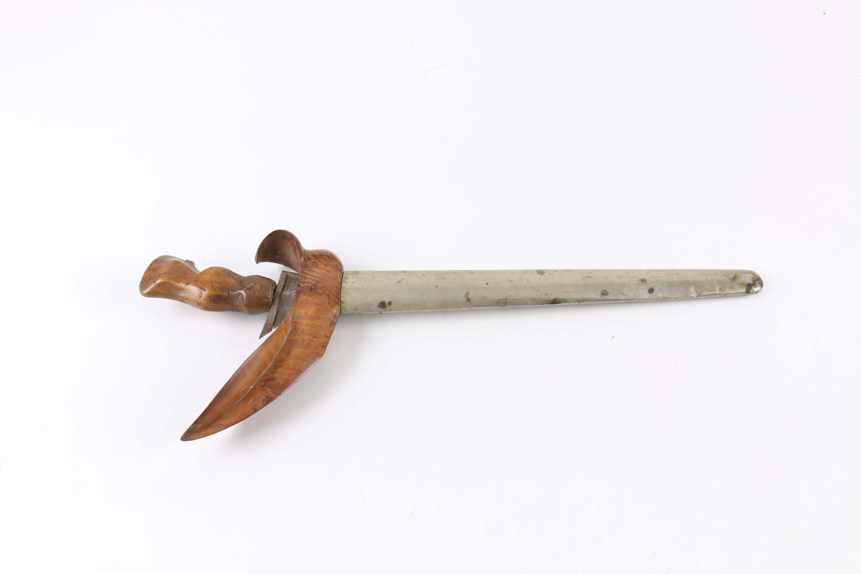 Indonesian Kris Dagger with Hand-Carved Scabbard
