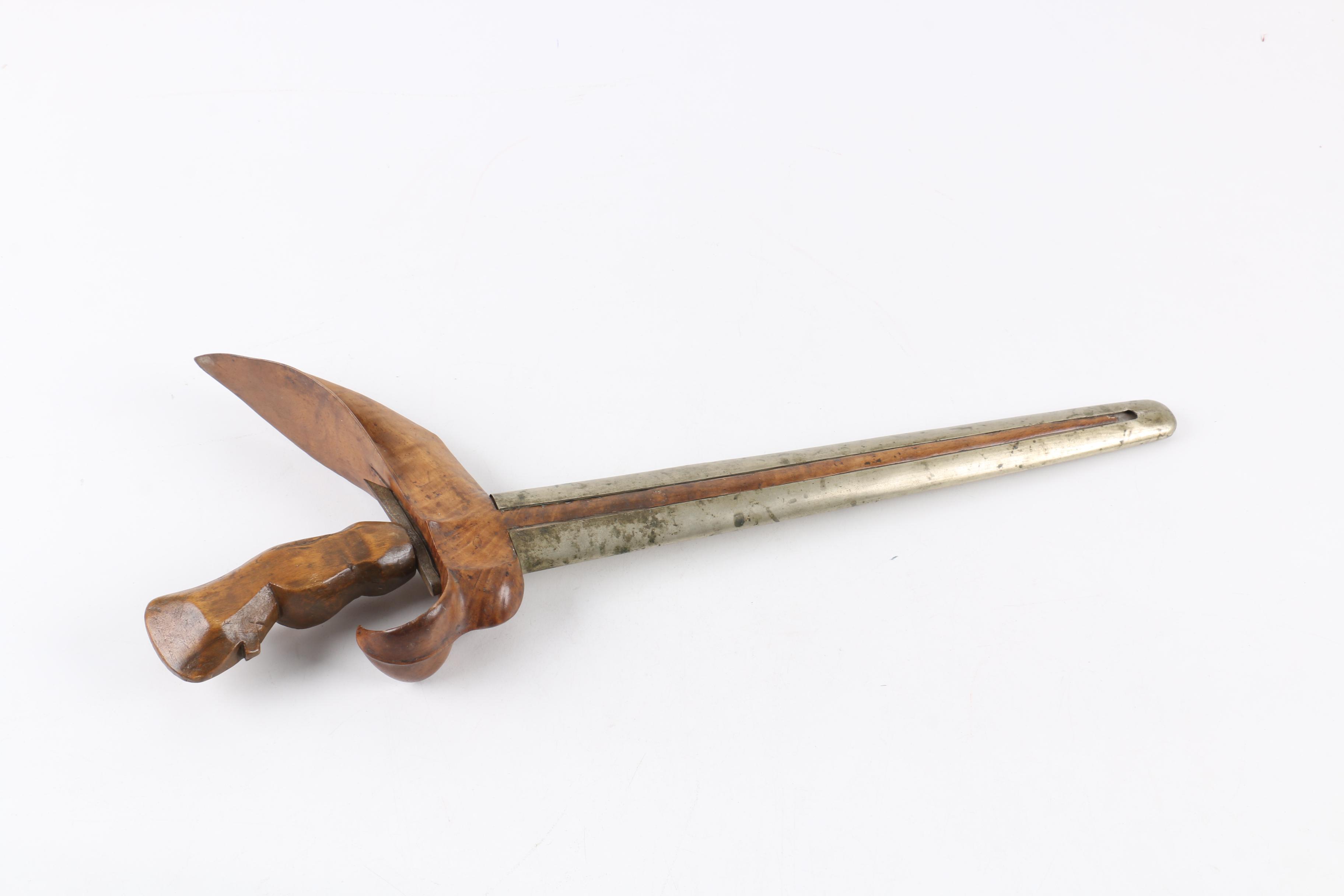 Indonesian Kris Dagger with Hand-Carved Scabbard