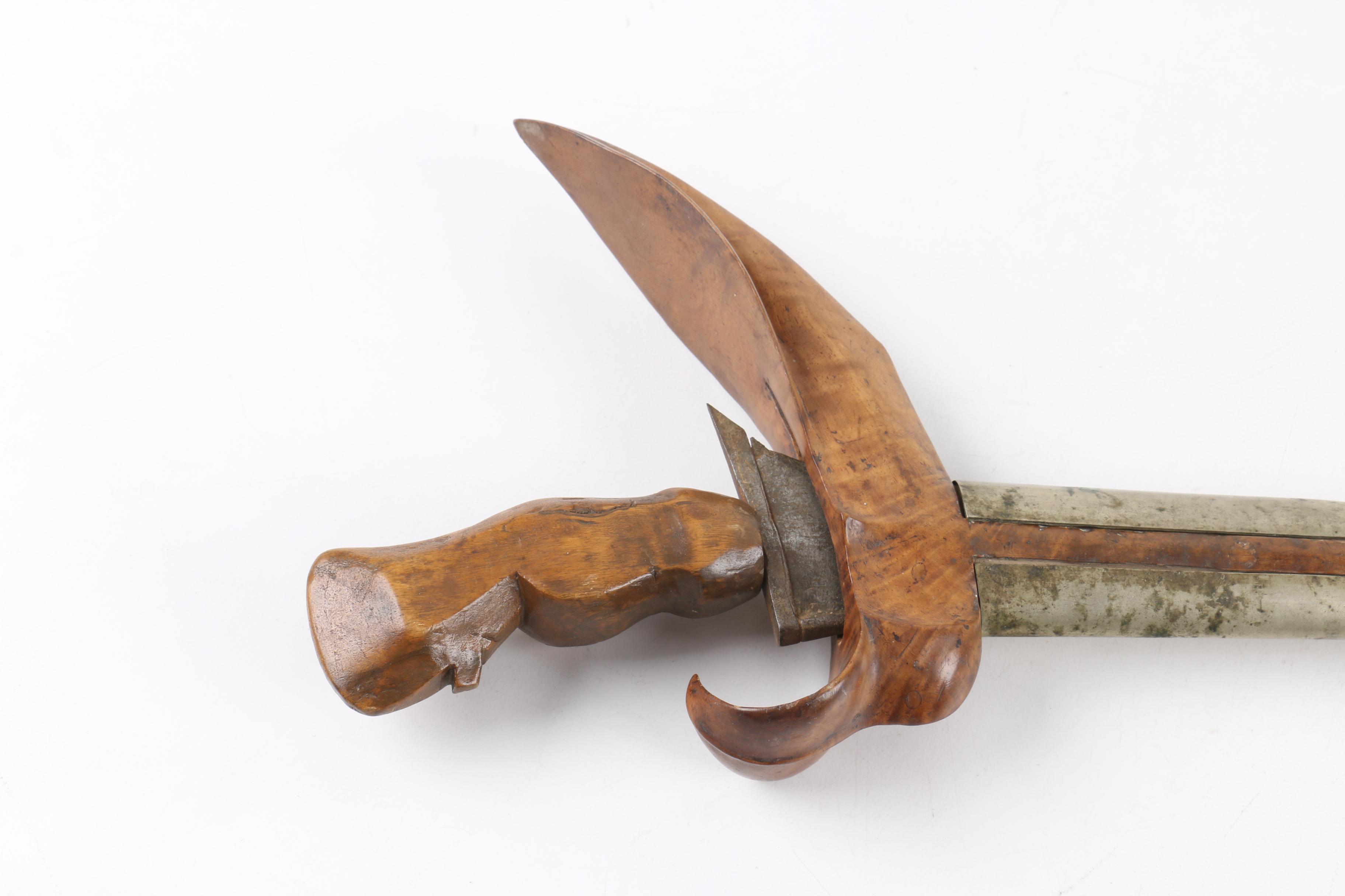 Indonesian Kris Dagger with Hand-Carved Scabbard