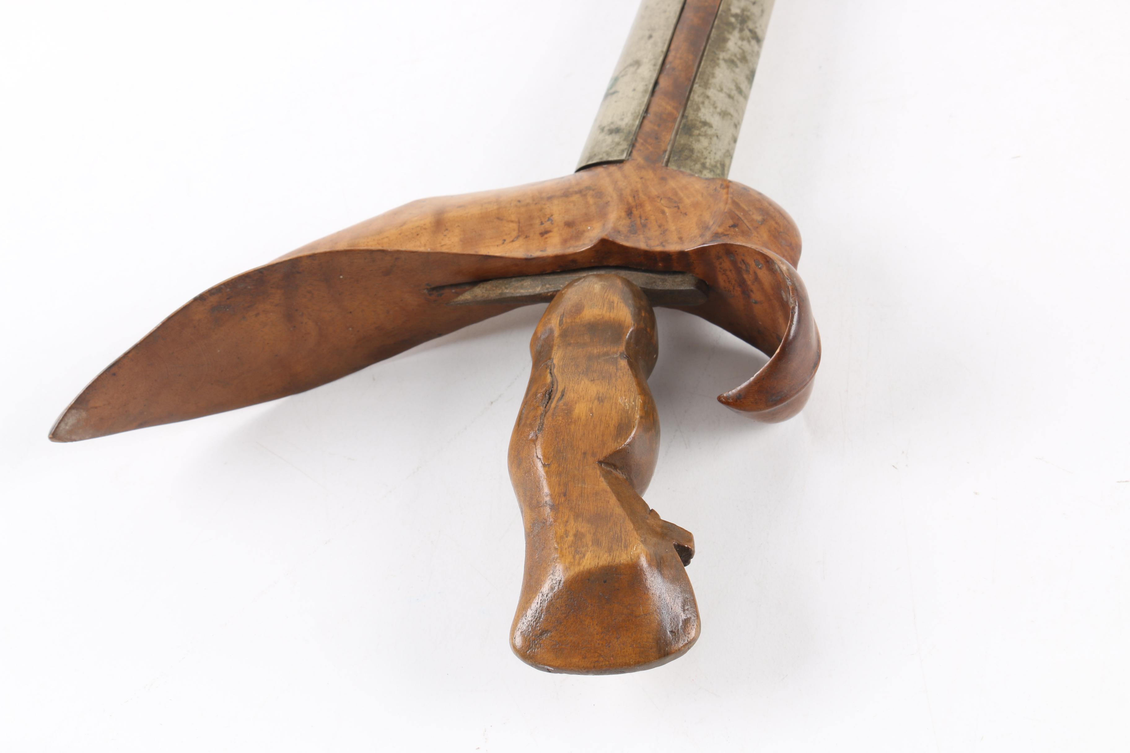 Indonesian Kris Dagger with Hand-Carved Scabbard