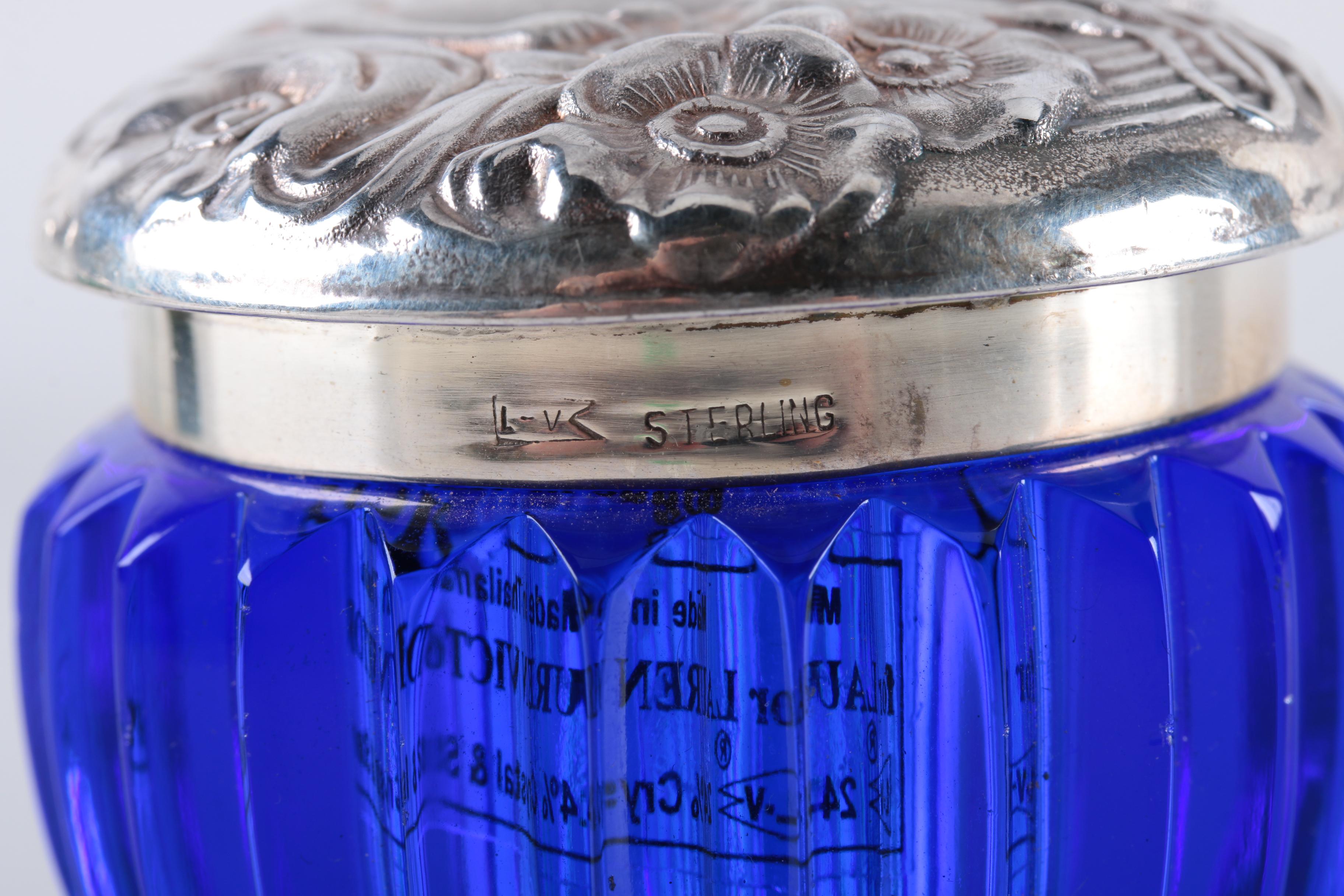 Collection of Crystal and Glass Vanity Jars with Sterling Silver Lids