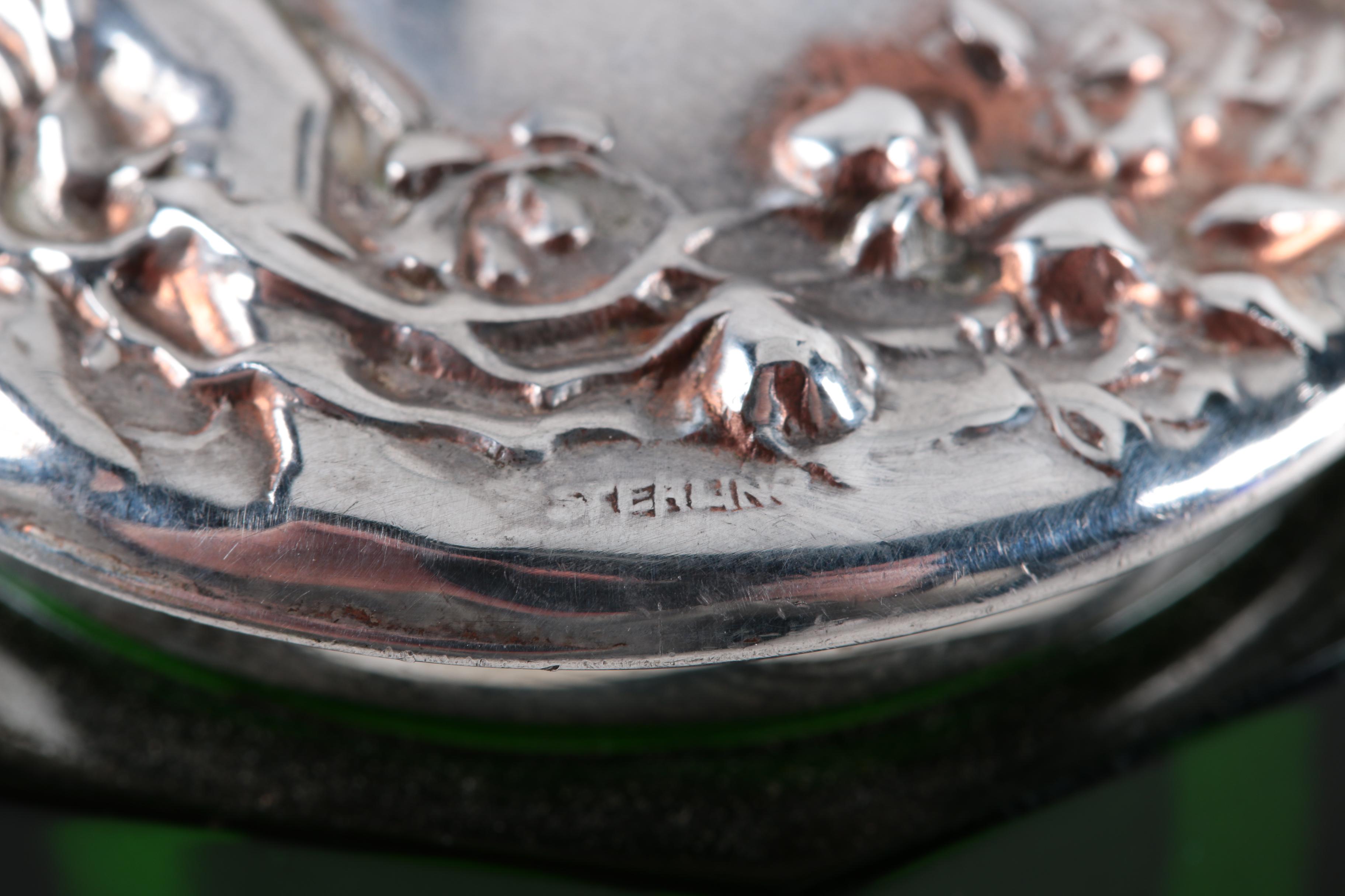 Collection of Crystal and Glass Vanity Jars with Sterling Silver Lids