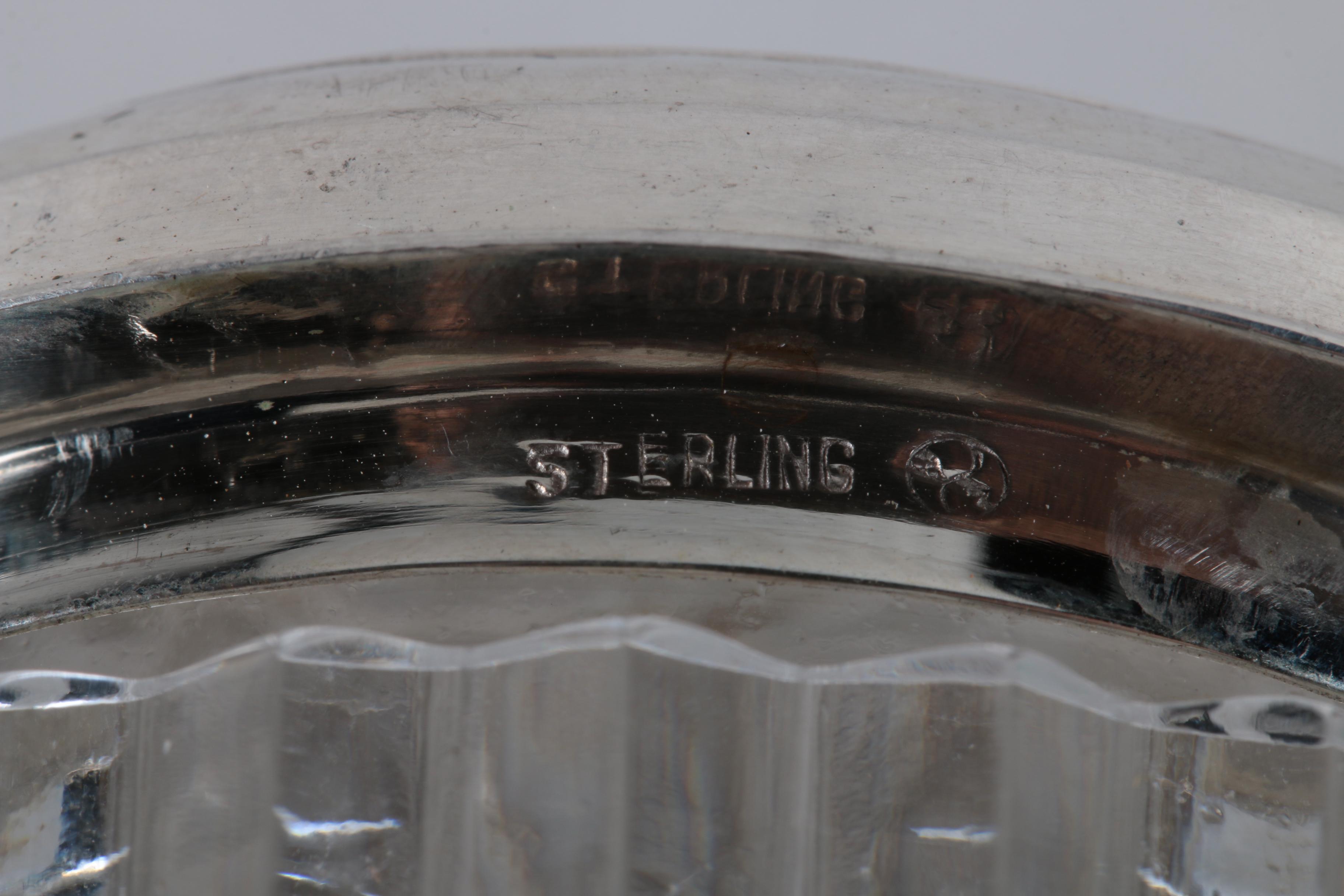 Collection of Crystal and Glass Vanity Jars with Sterling Silver Lids