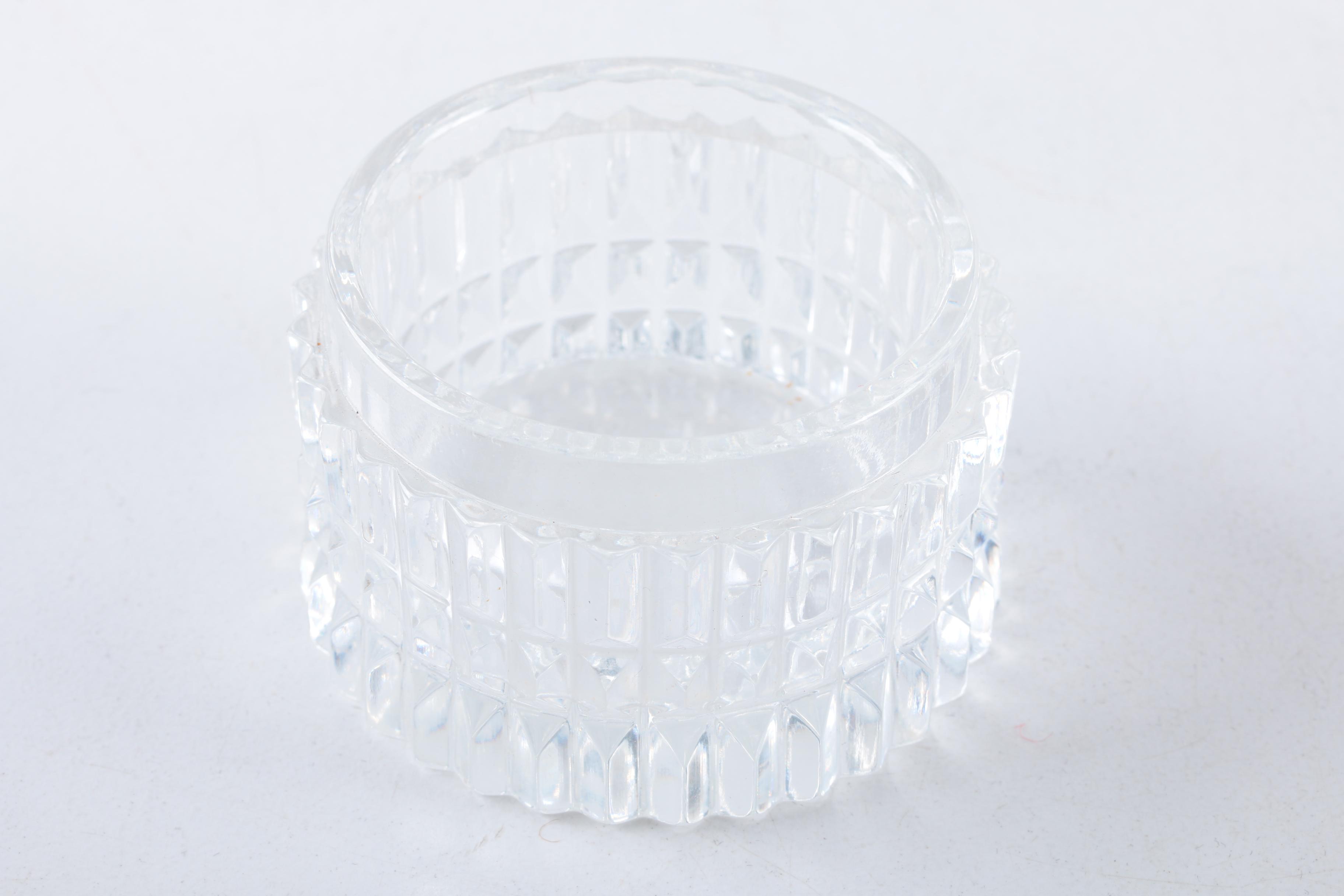 Collection of Crystal and Glass Vanity Jars with Sterling Silver Lids