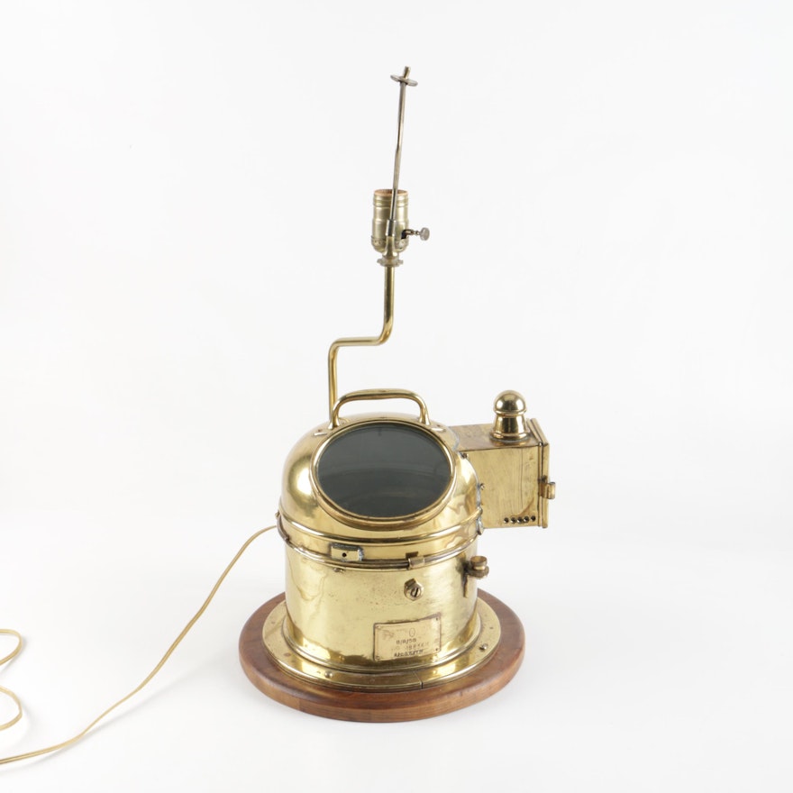 Converted Brass Ship's Binnacle Compass Lamp