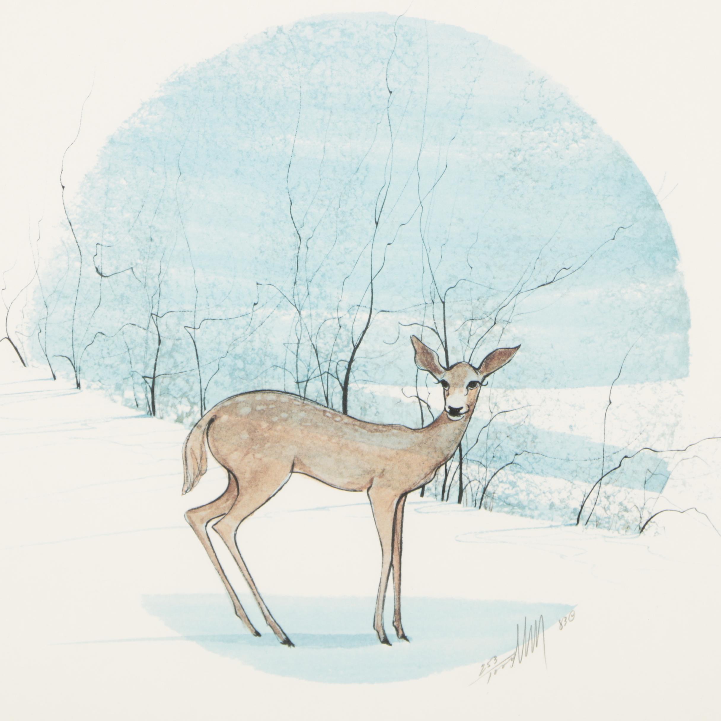 P Buckley Moss Limited Edition Offset Lithograph of a Deer