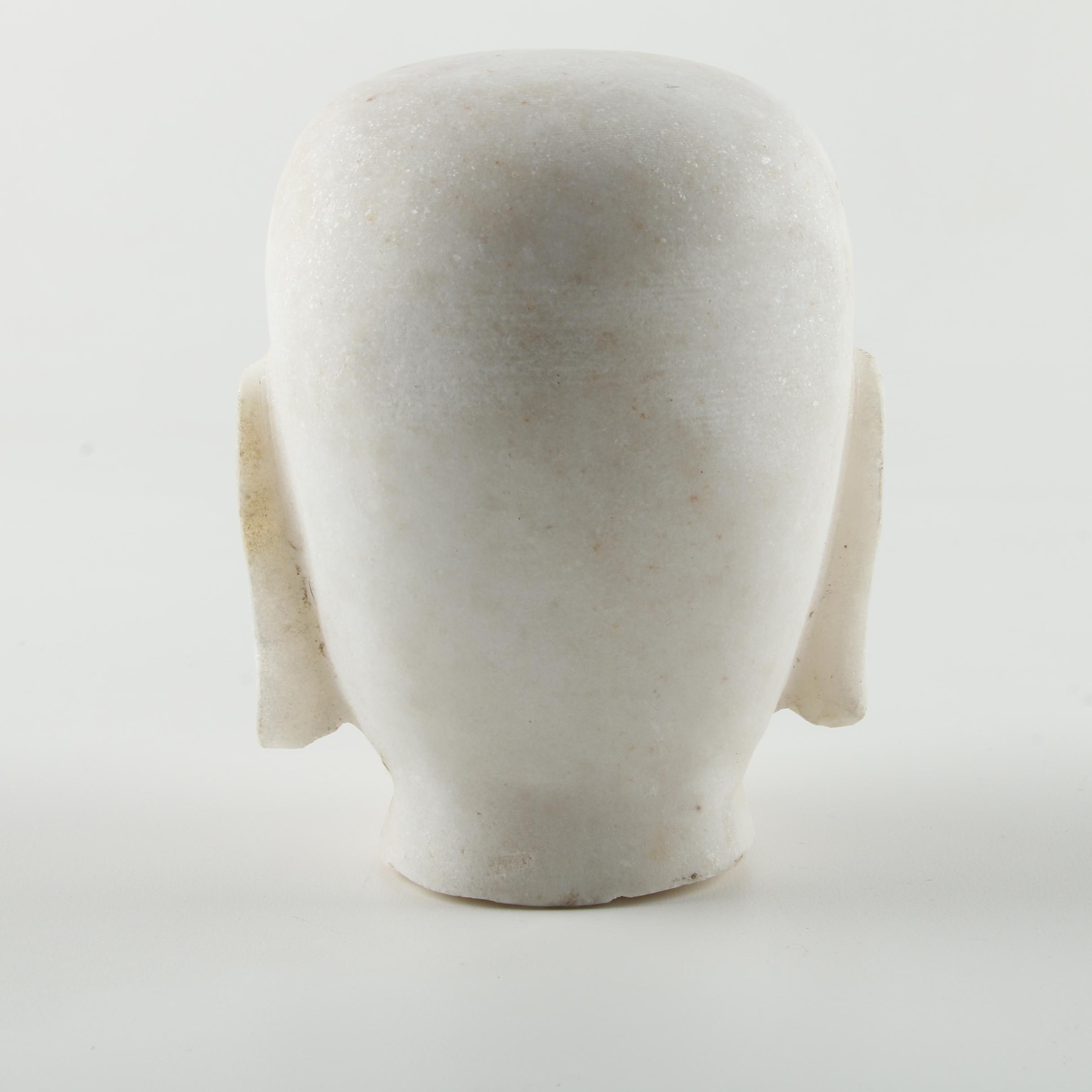 Chinese Inspired Carved Marble Buddha Head Sculpture