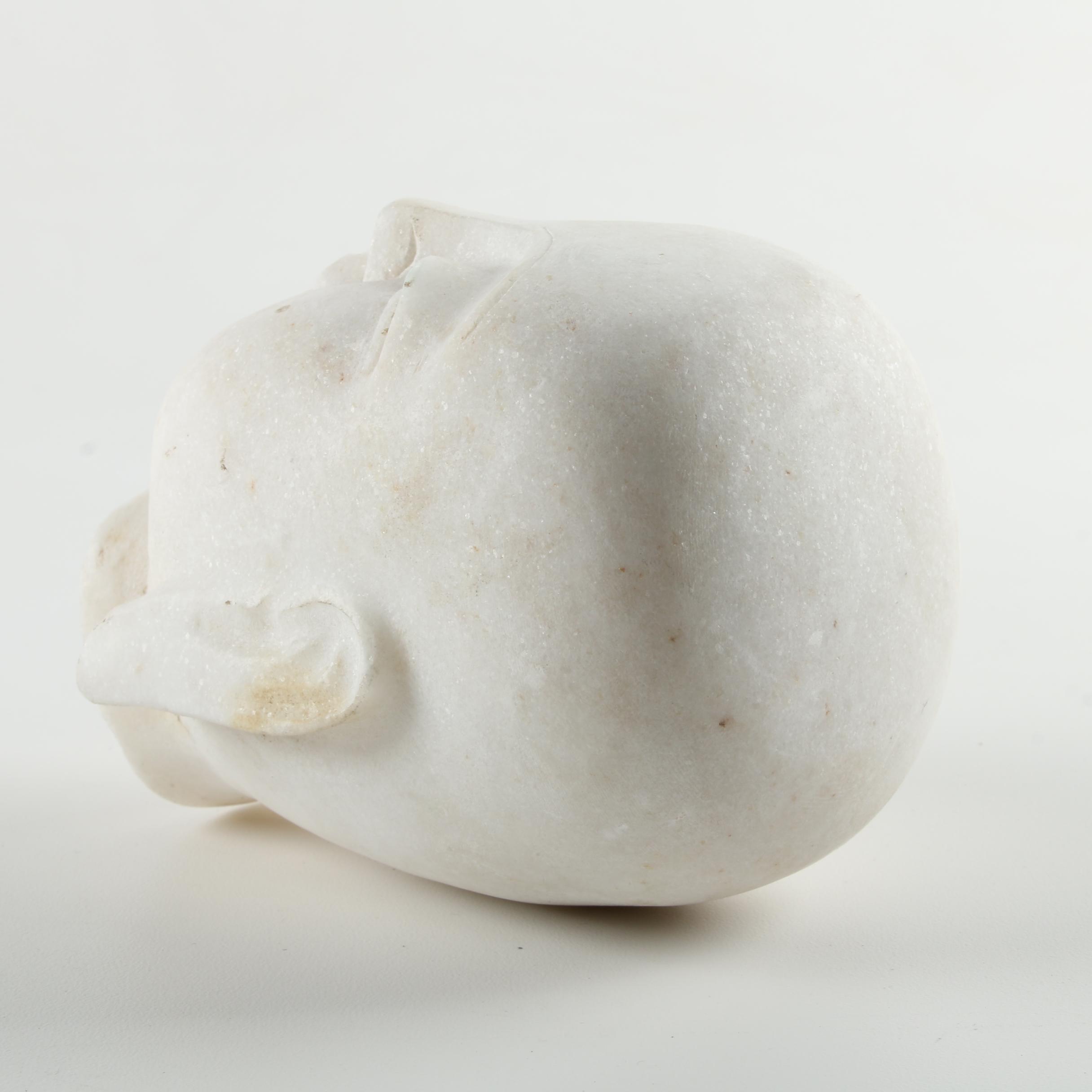 Chinese Inspired Carved Marble Buddha Head Sculpture