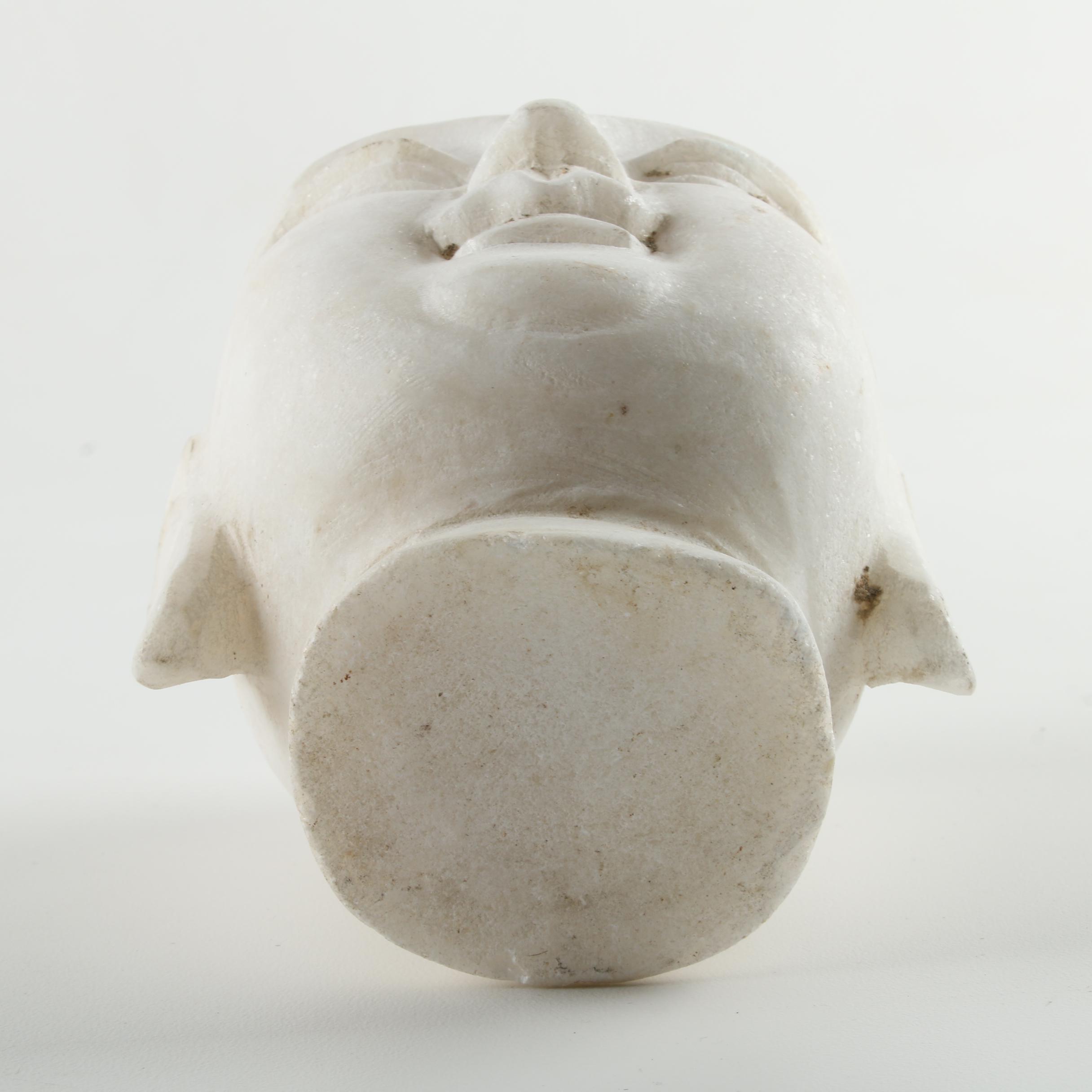 Chinese Inspired Carved Marble Buddha Head Sculpture