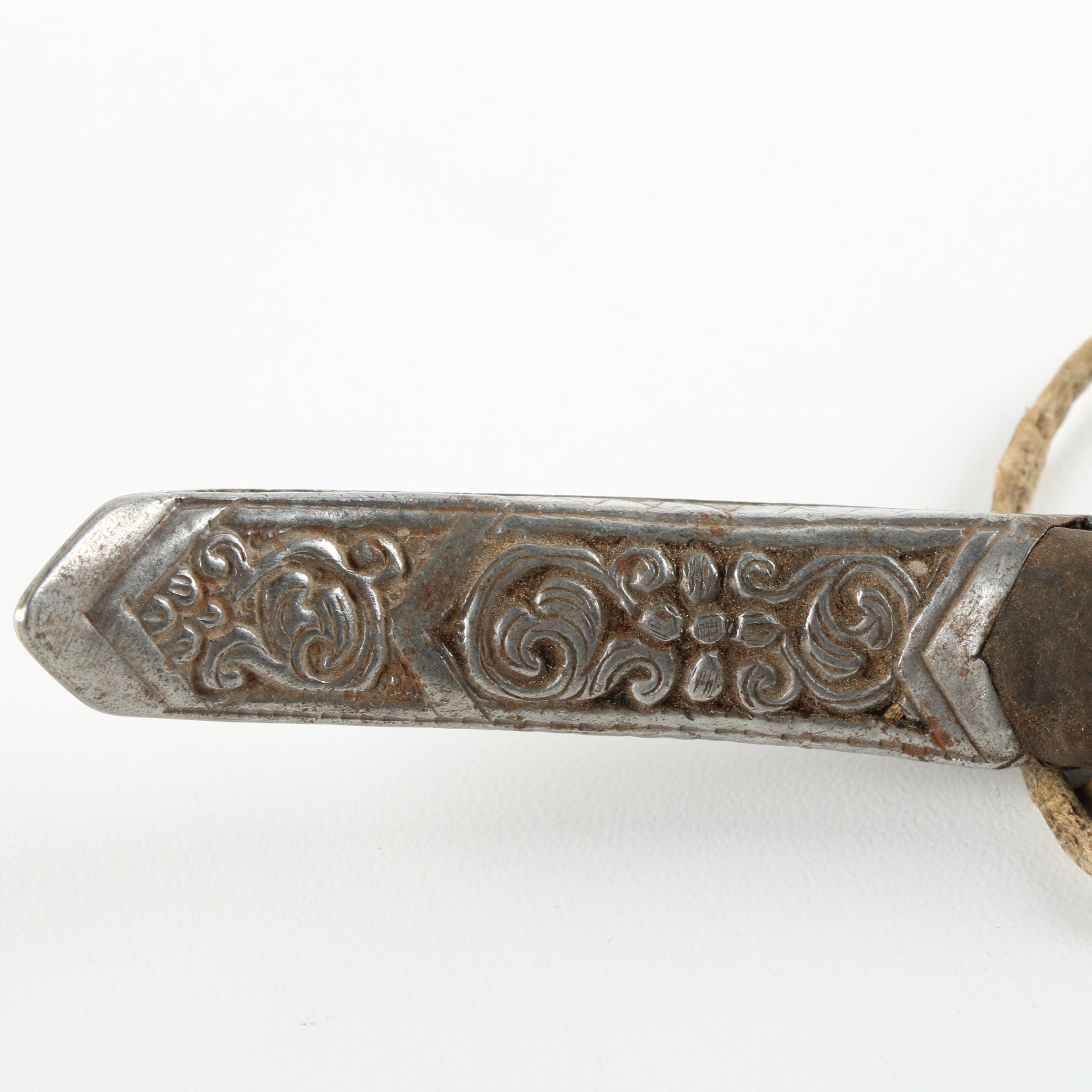 Vintage Tibetan Bone Handle Knife with Sheath