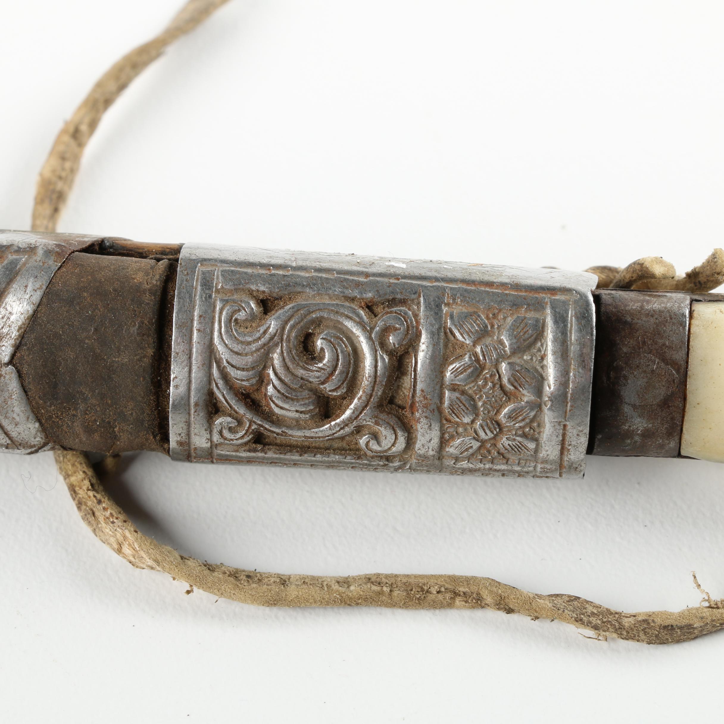 Vintage Tibetan Bone Handle Knife with Sheath