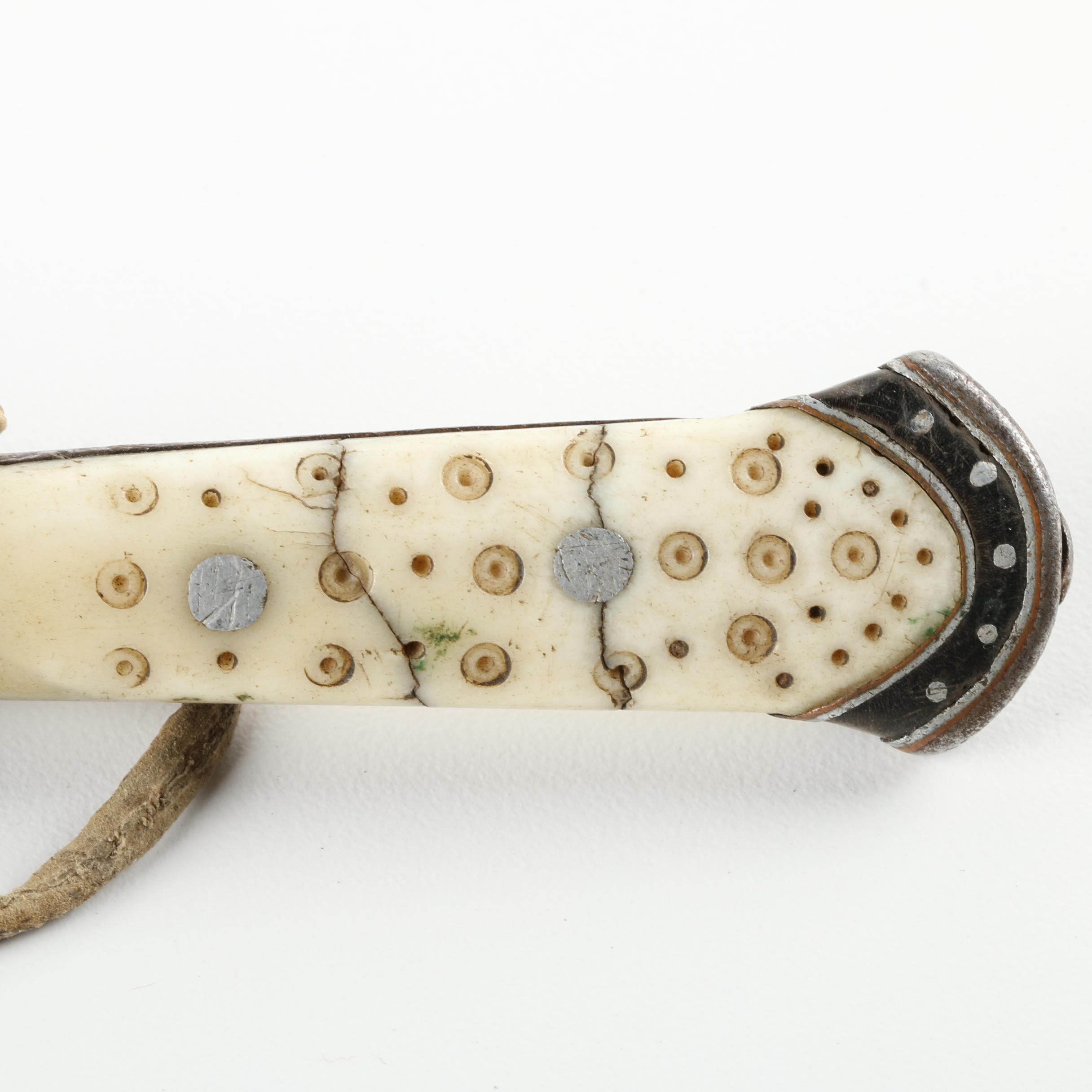 Vintage Tibetan Bone Handle Knife with Sheath