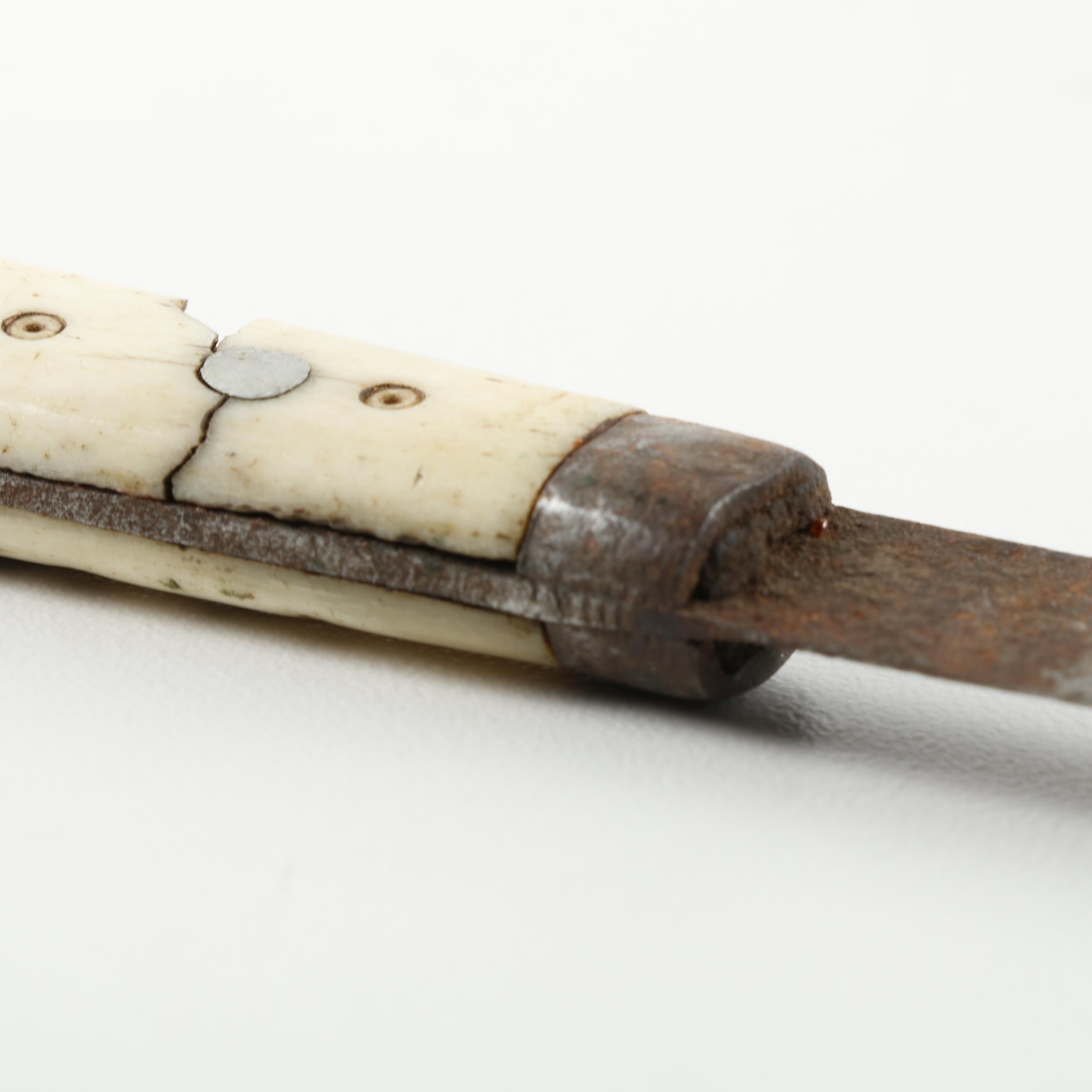 Vintage Tibetan Bone Handle Knife with Sheath