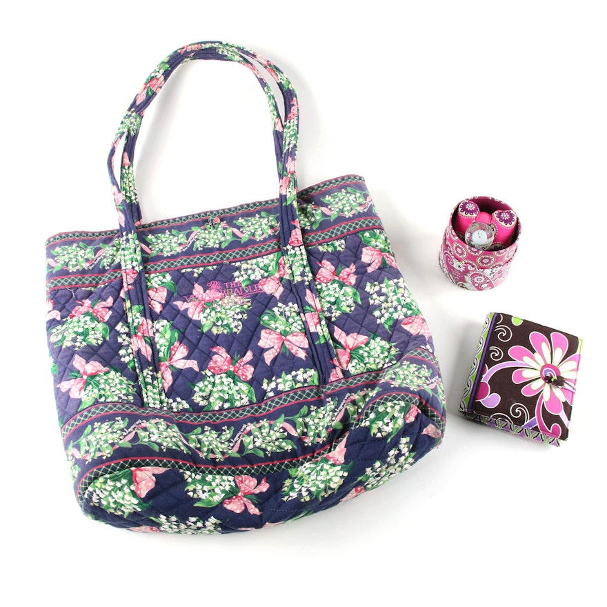 Vera Bradley Classic Tote, Little Notebook, and Watch