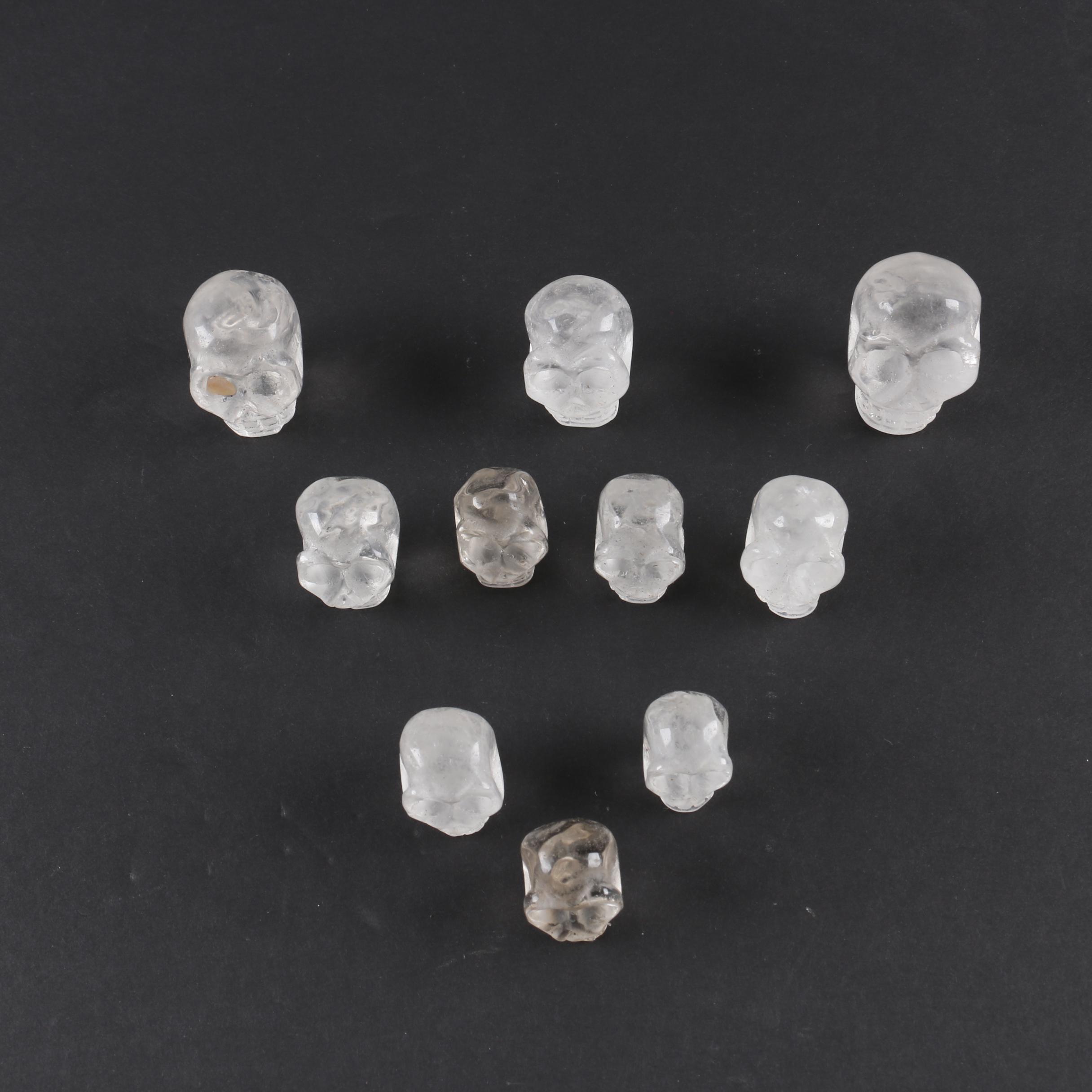 Carved Quartz Skull Figurines