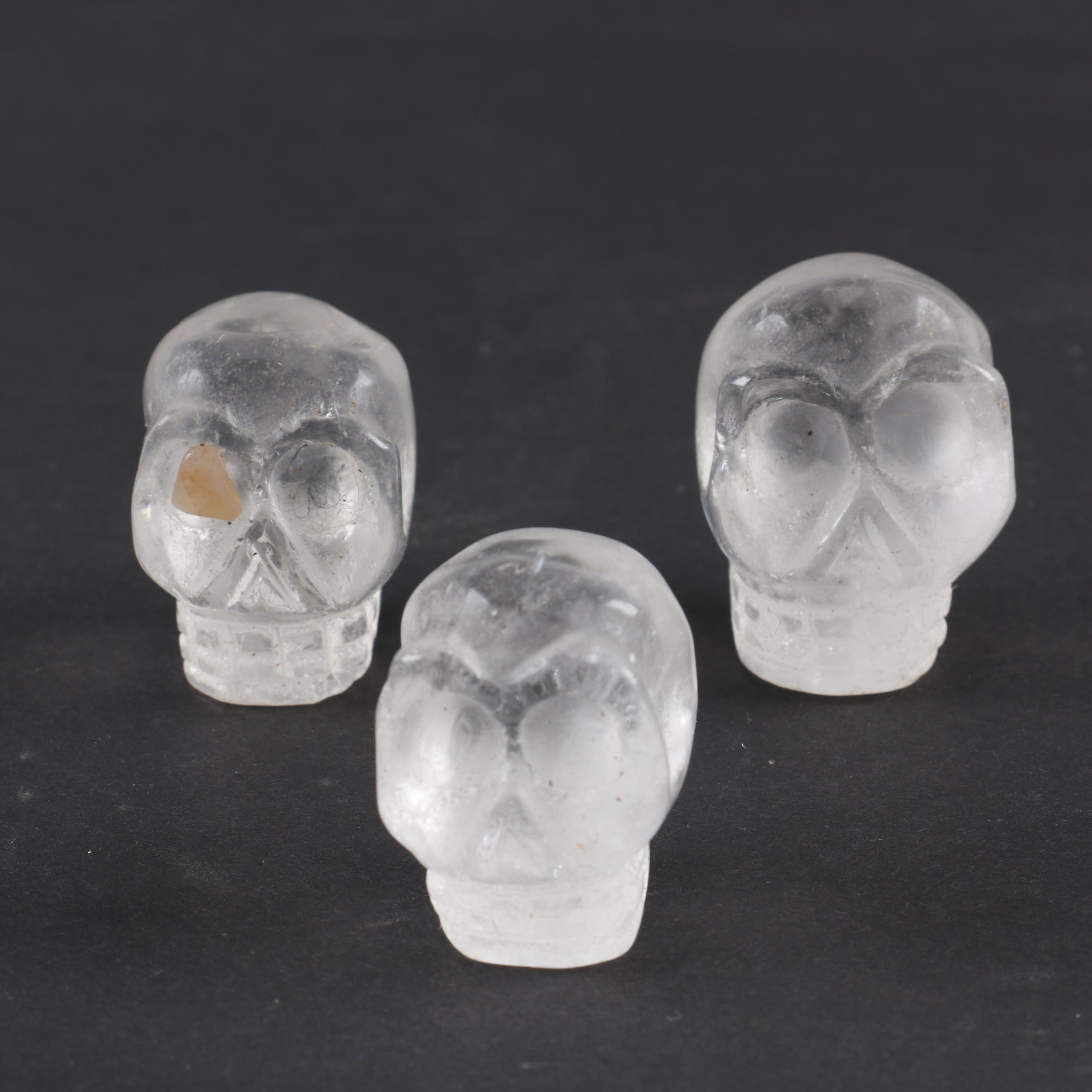 Carved Quartz Skull Figurines