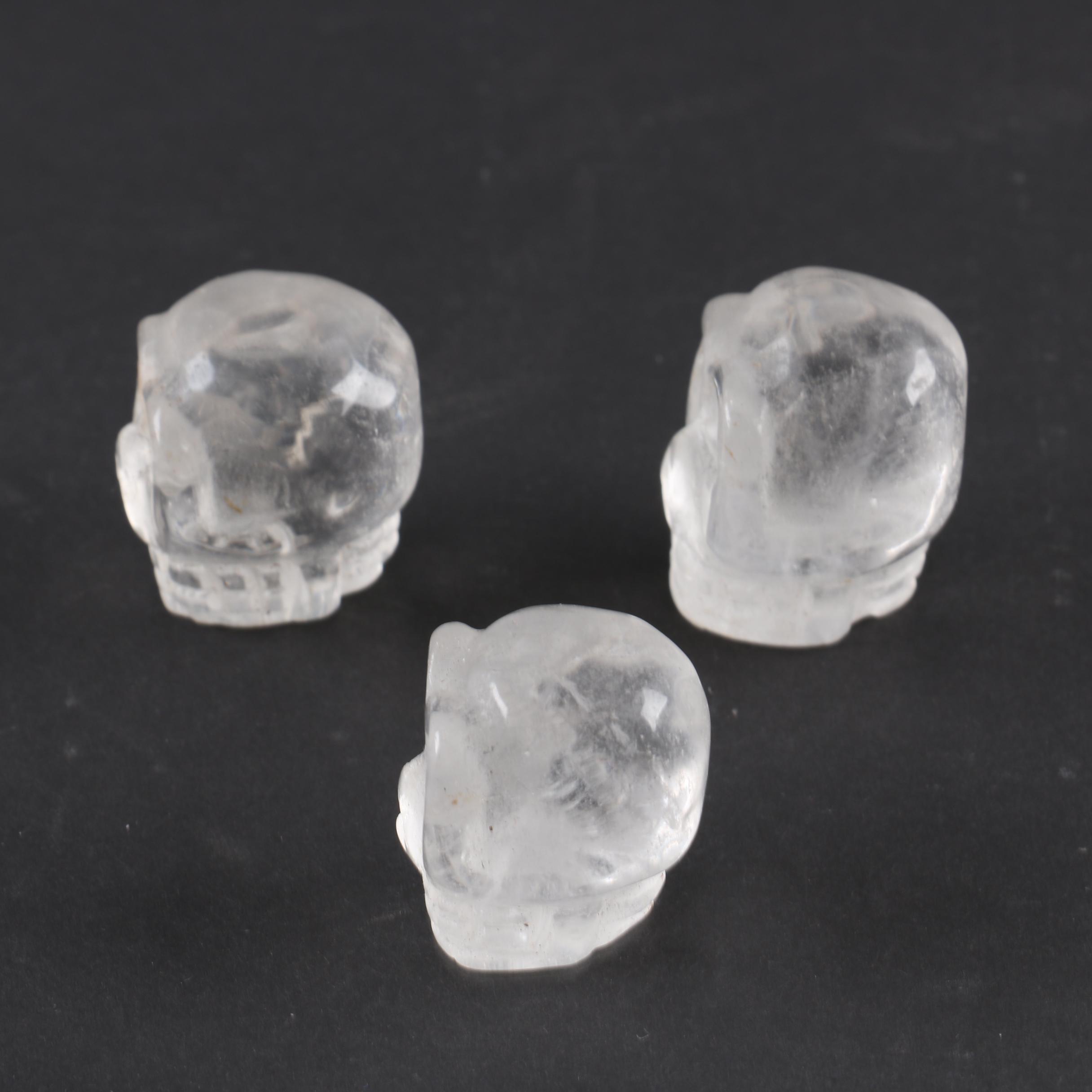 Carved Quartz Skull Figurines