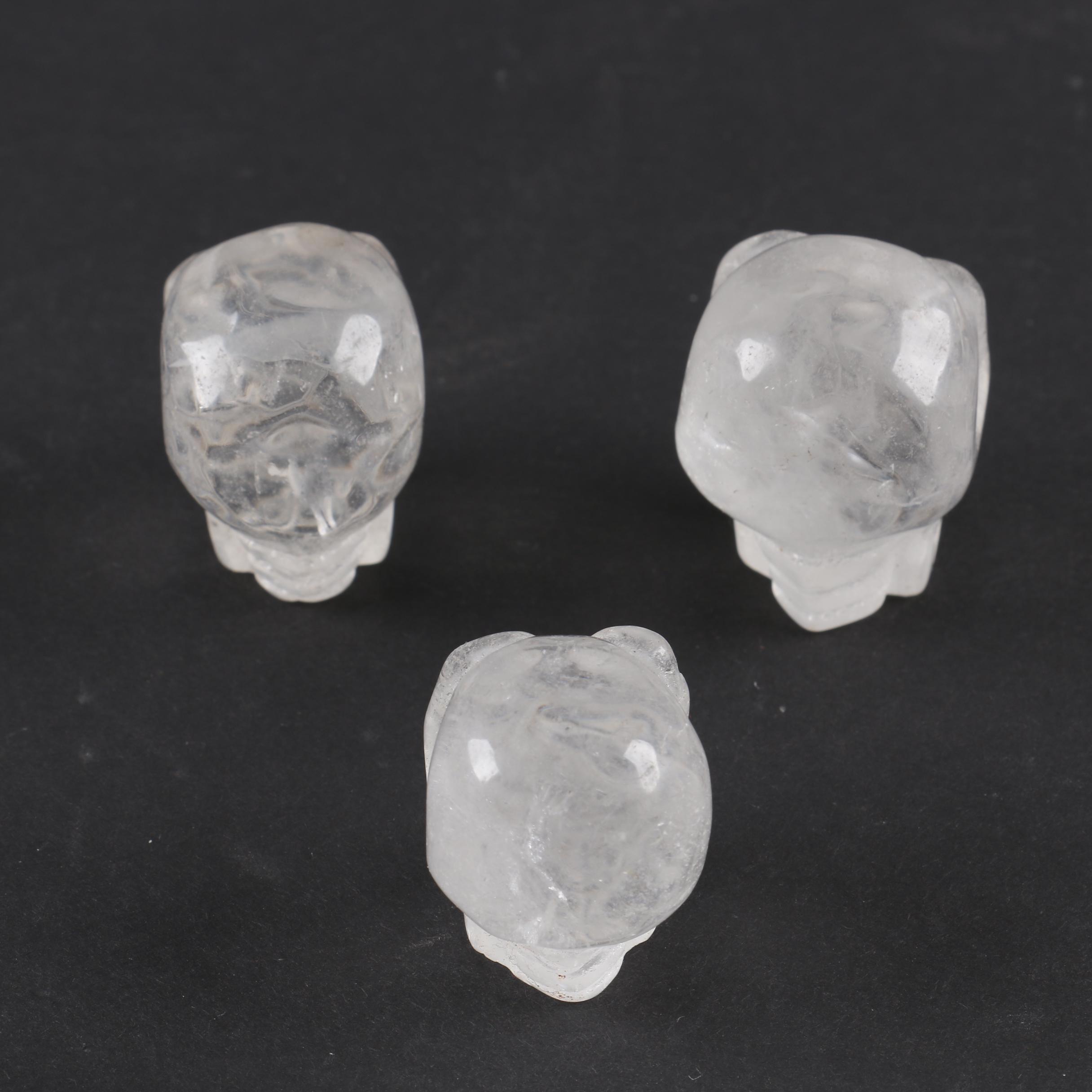 Carved Quartz Skull Figurines