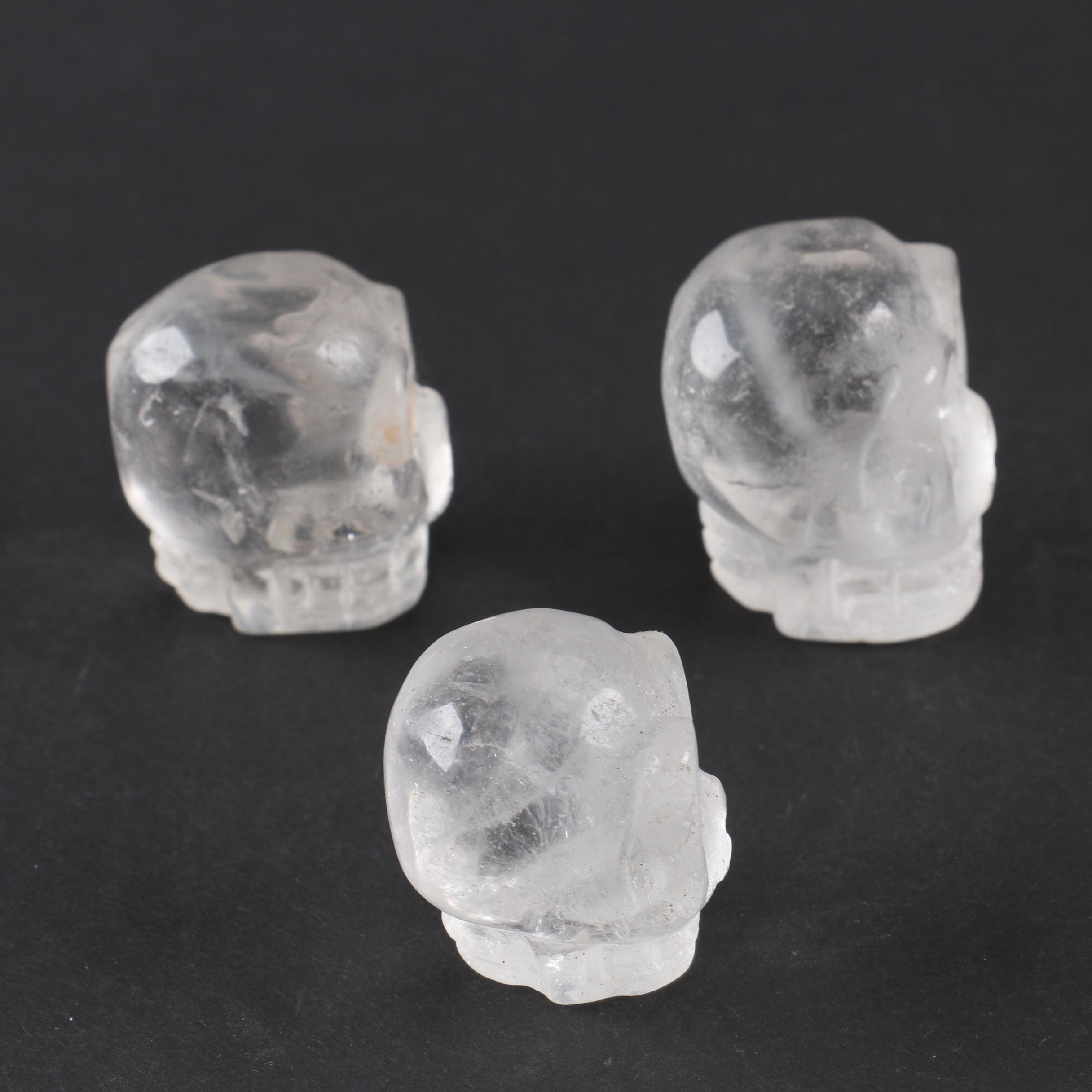 Carved Quartz Skull Figurines