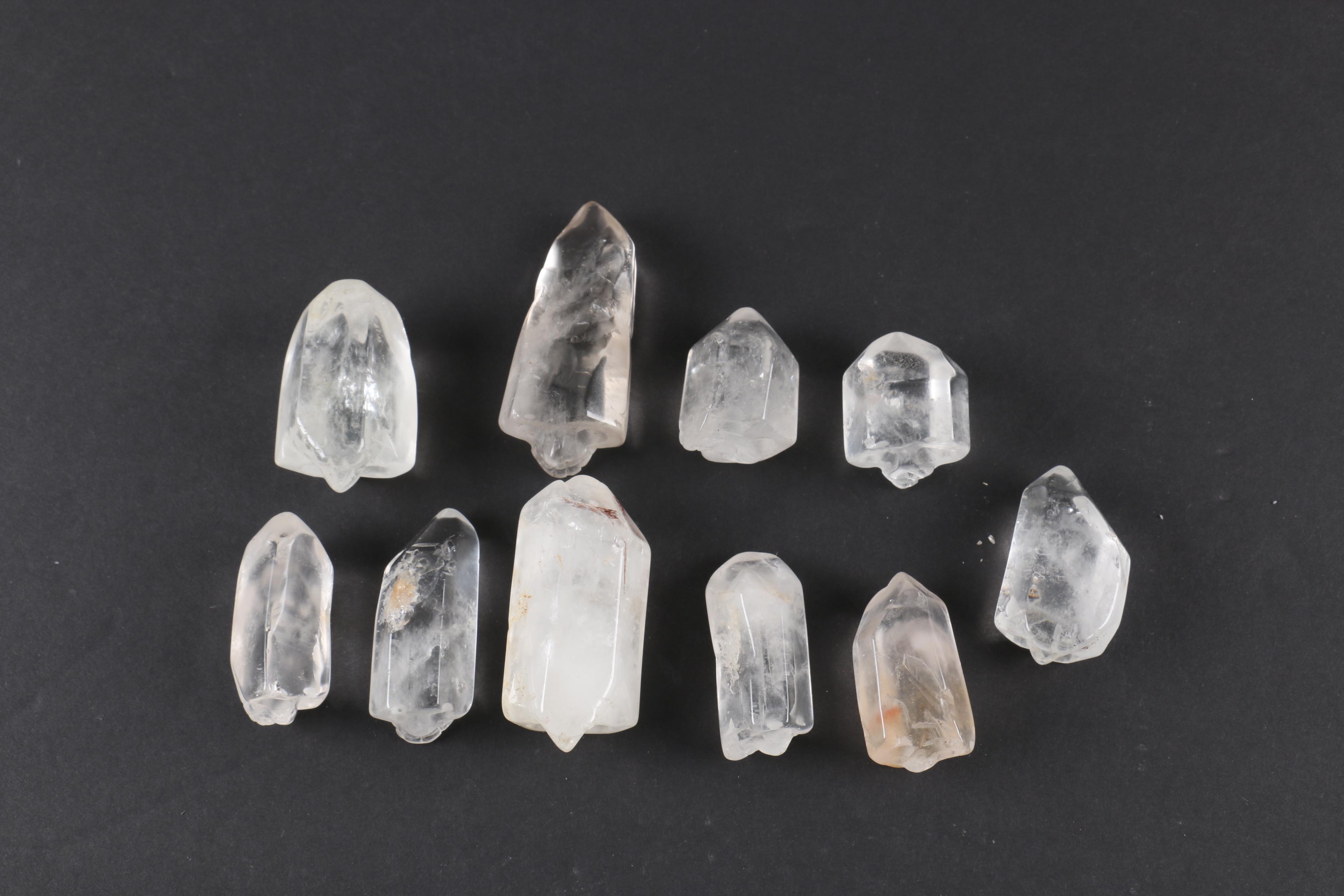 Quartz Crystals with Carved Skulls