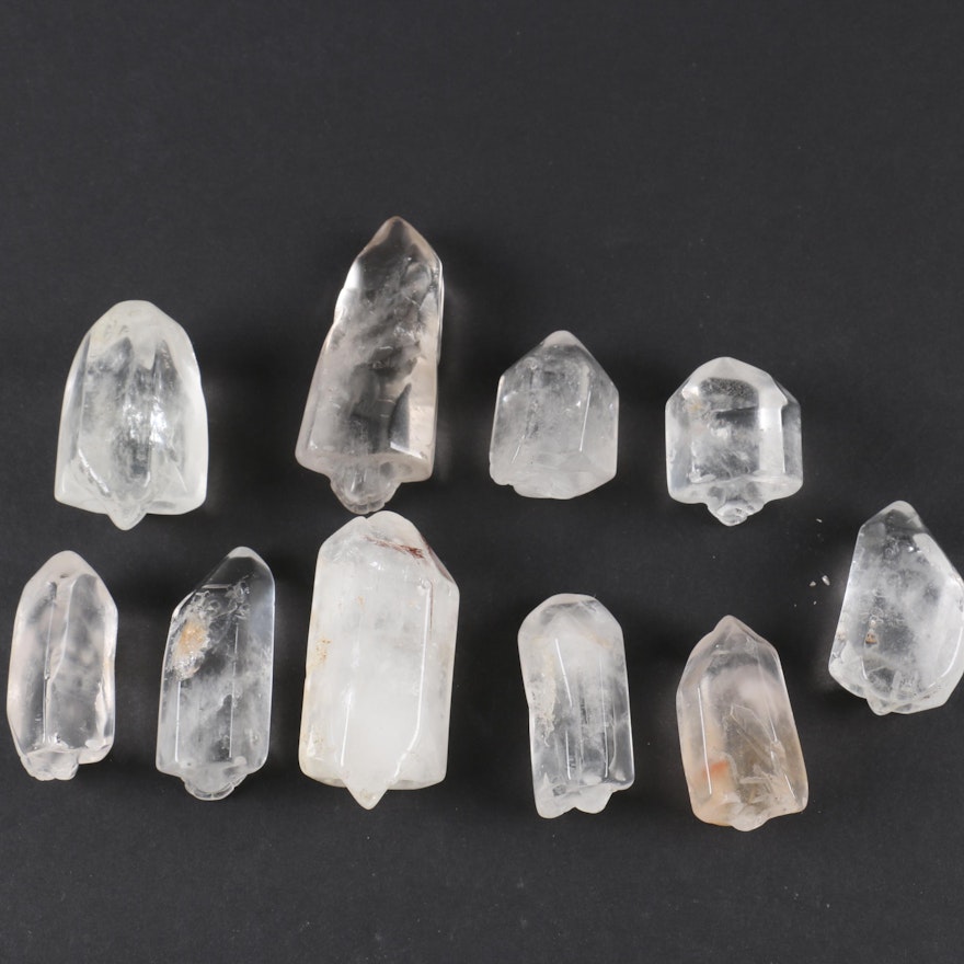 Quartz Crystals with Carved Skulls