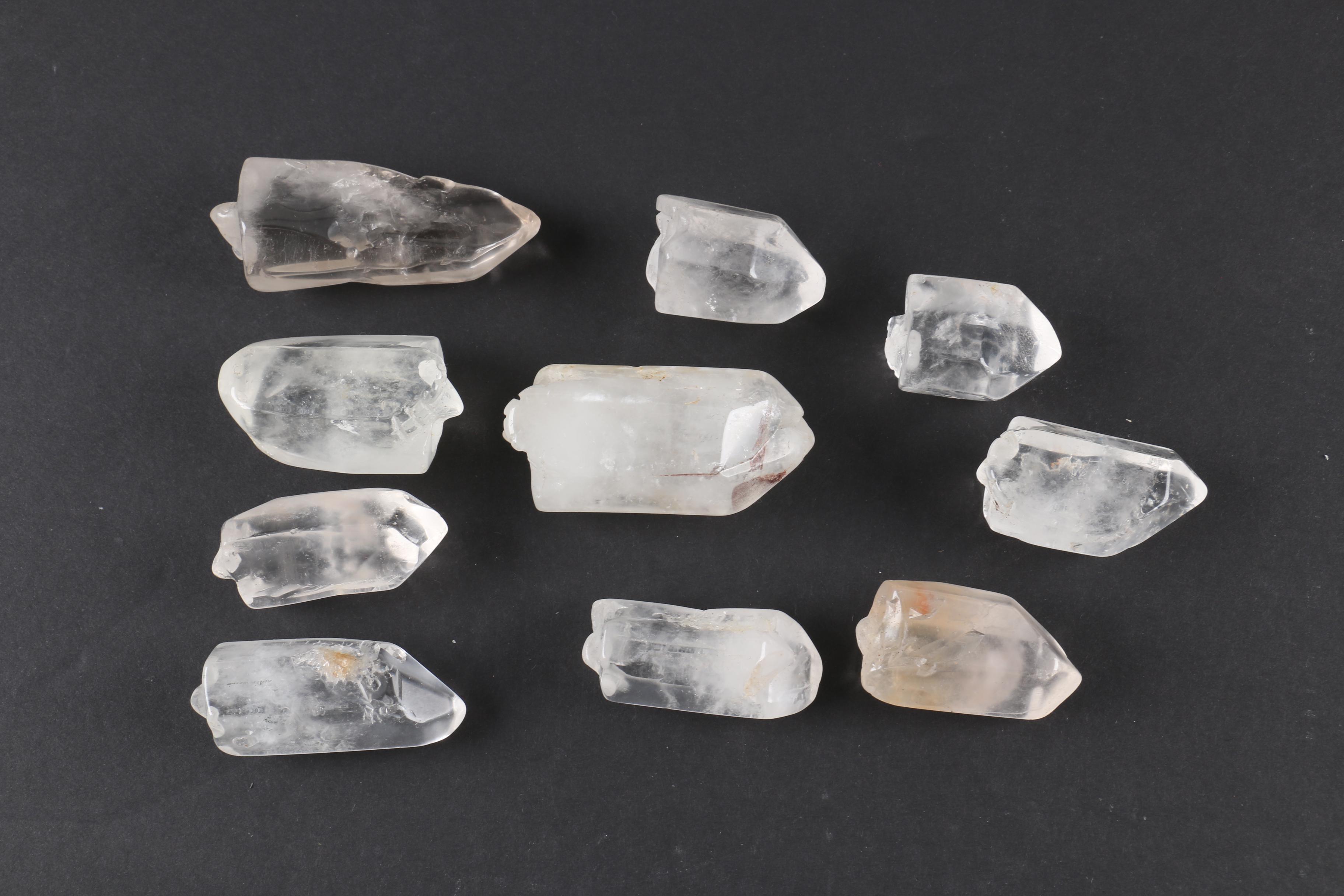 Quartz Crystals with Carved Skulls