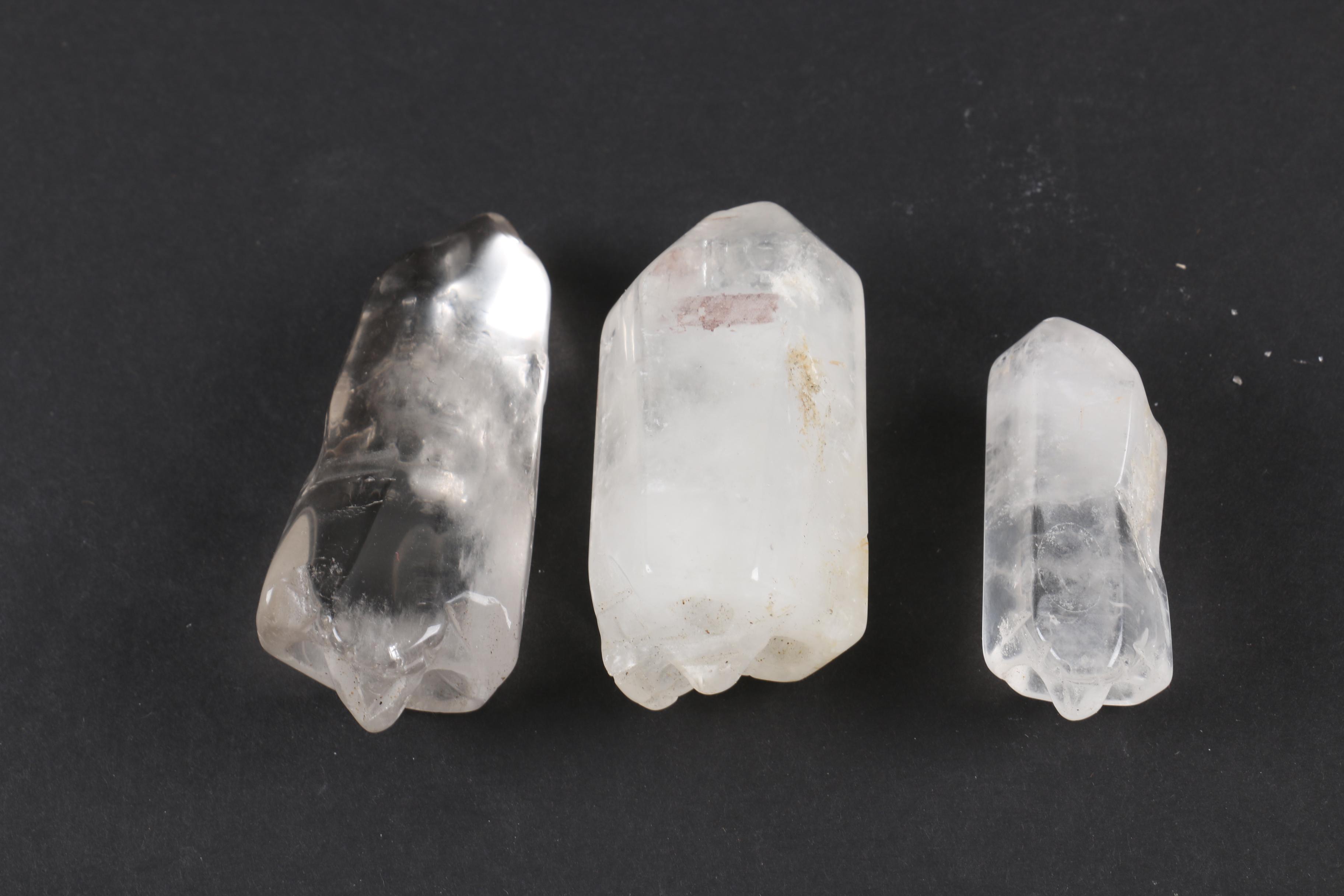 Quartz Crystals with Carved Skulls
