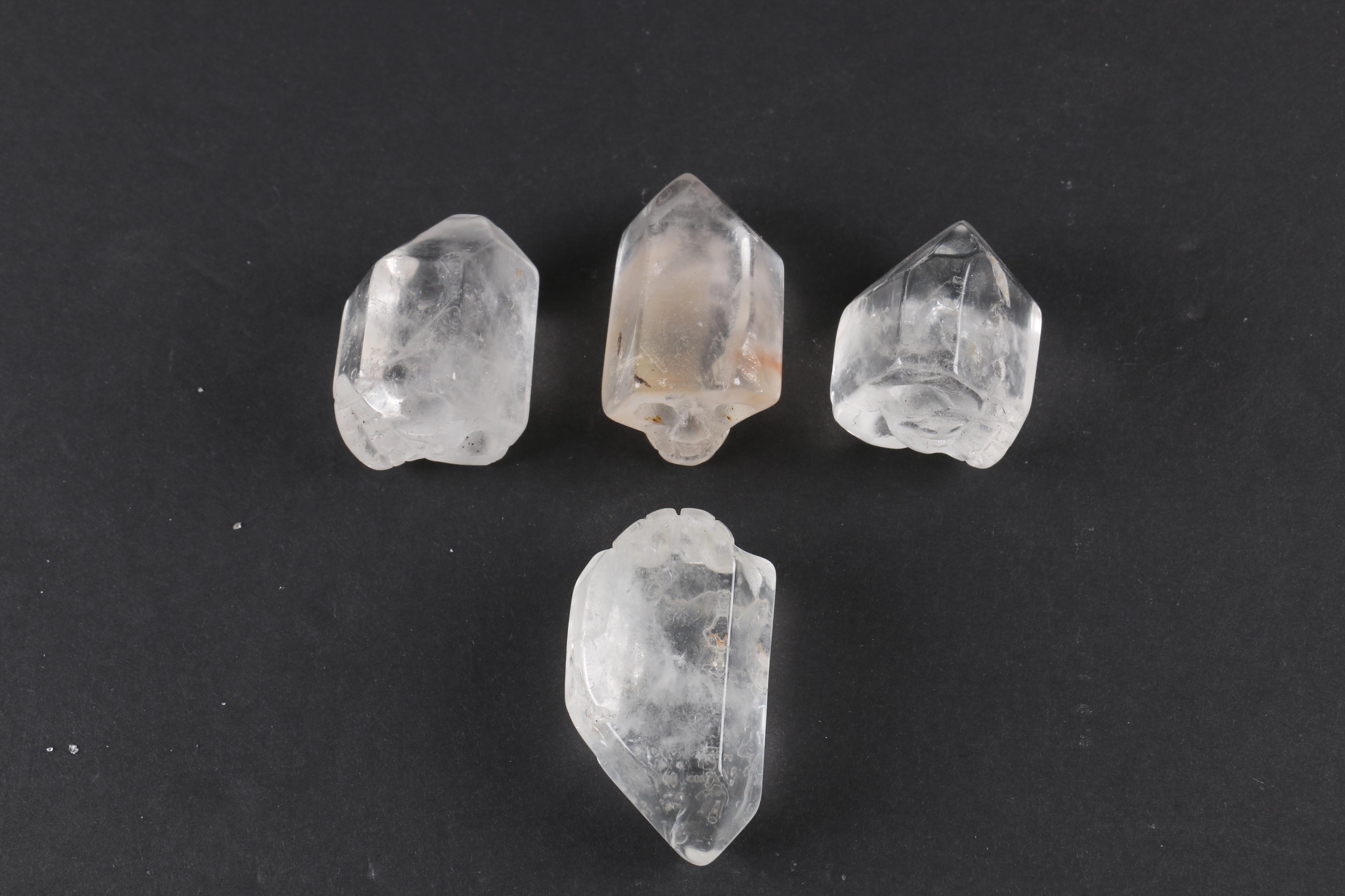 Quartz Crystals with Carved Skulls