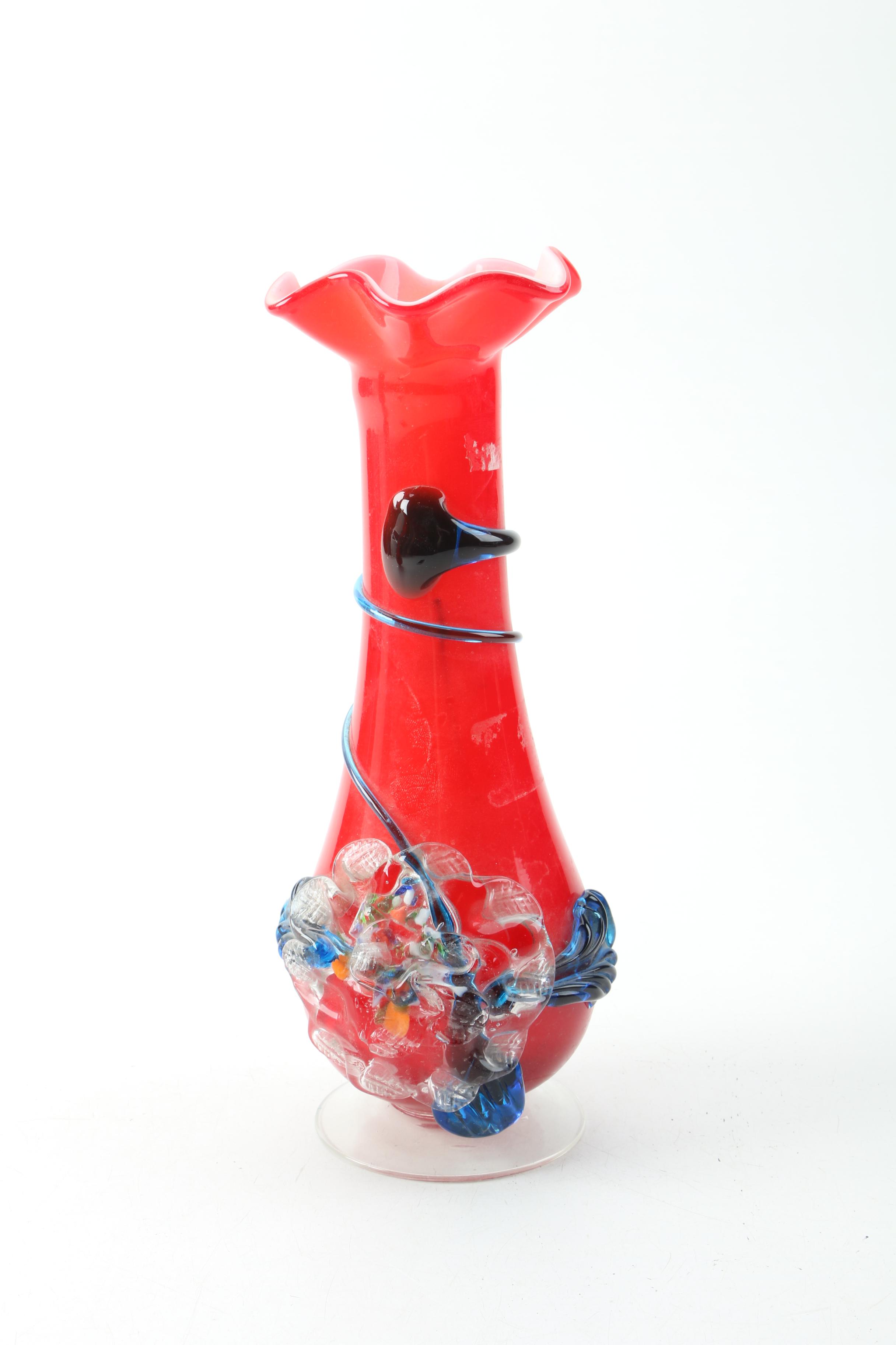 Pair of Vintage Murano Art Glass Vases