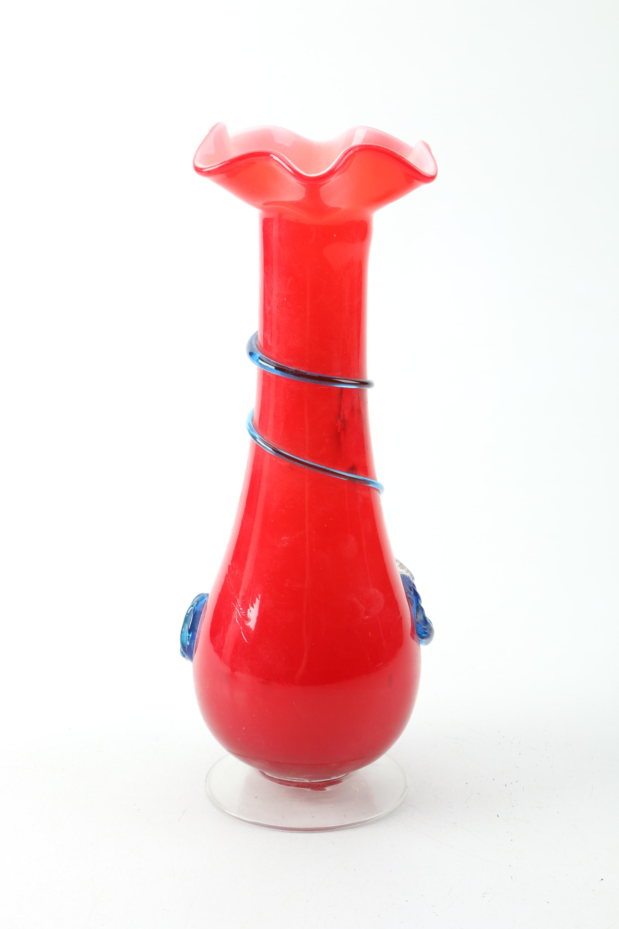 Pair of Vintage Murano Art Glass Vases