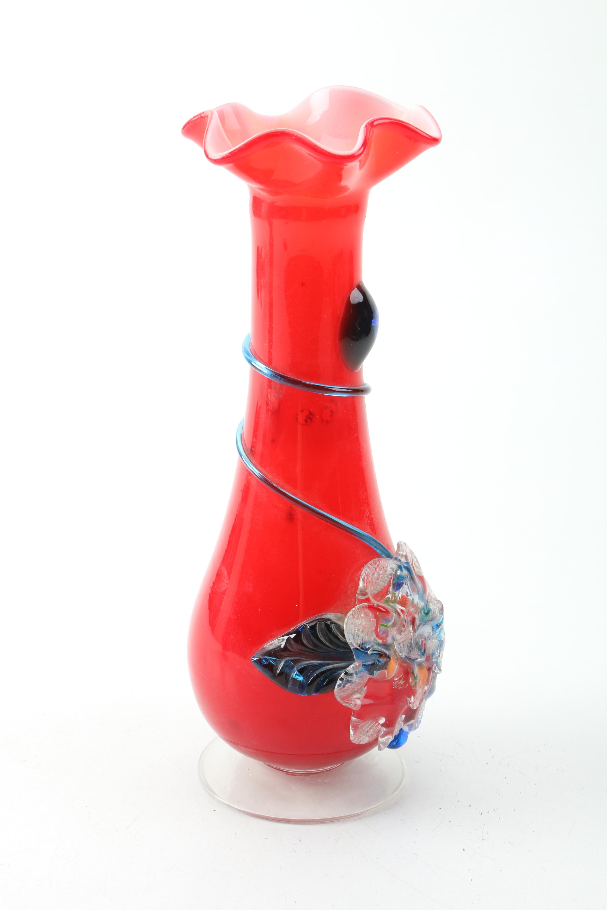 Pair of Vintage Murano Art Glass Vases