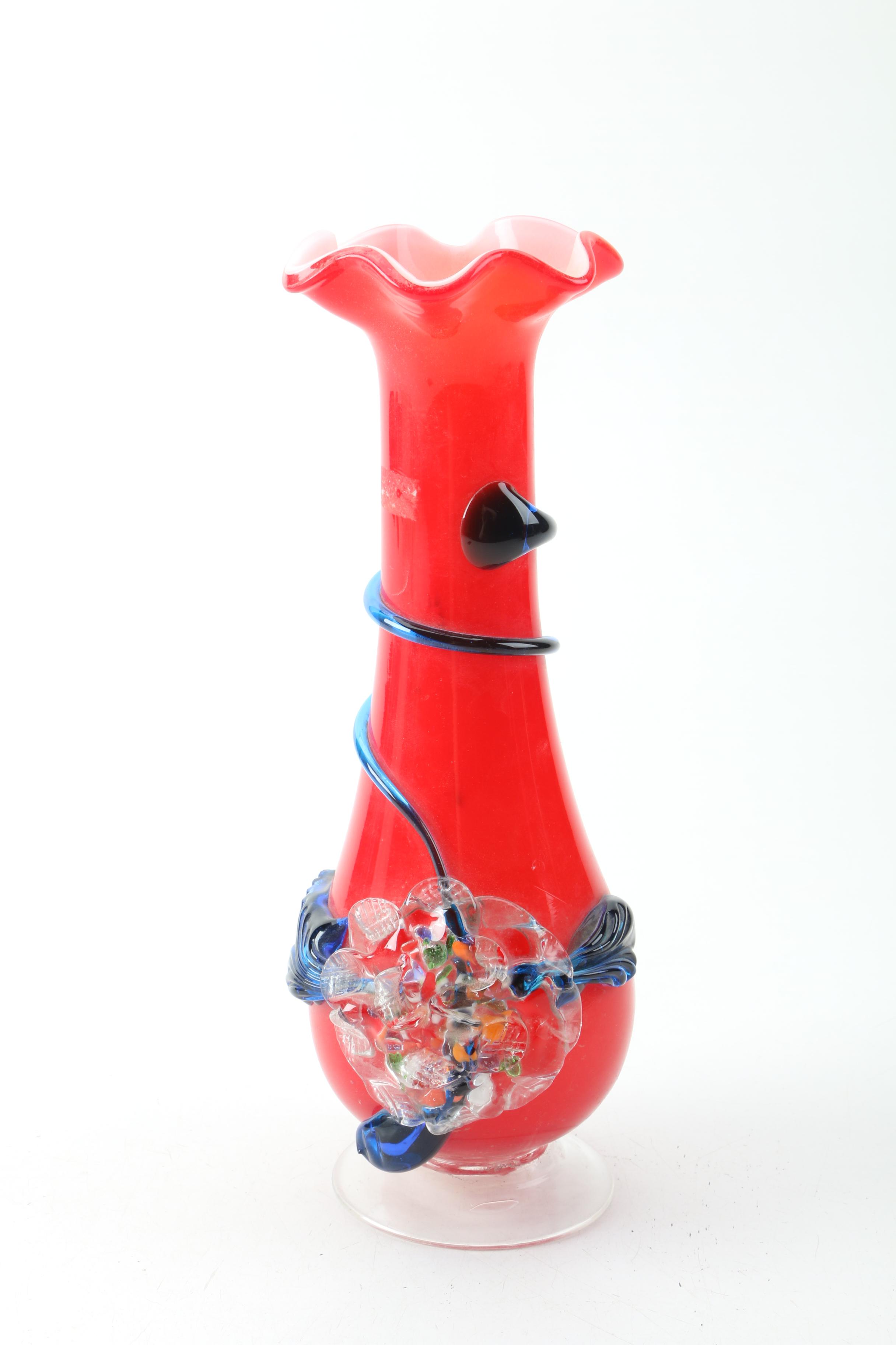 Pair of Vintage Murano Art Glass Vases