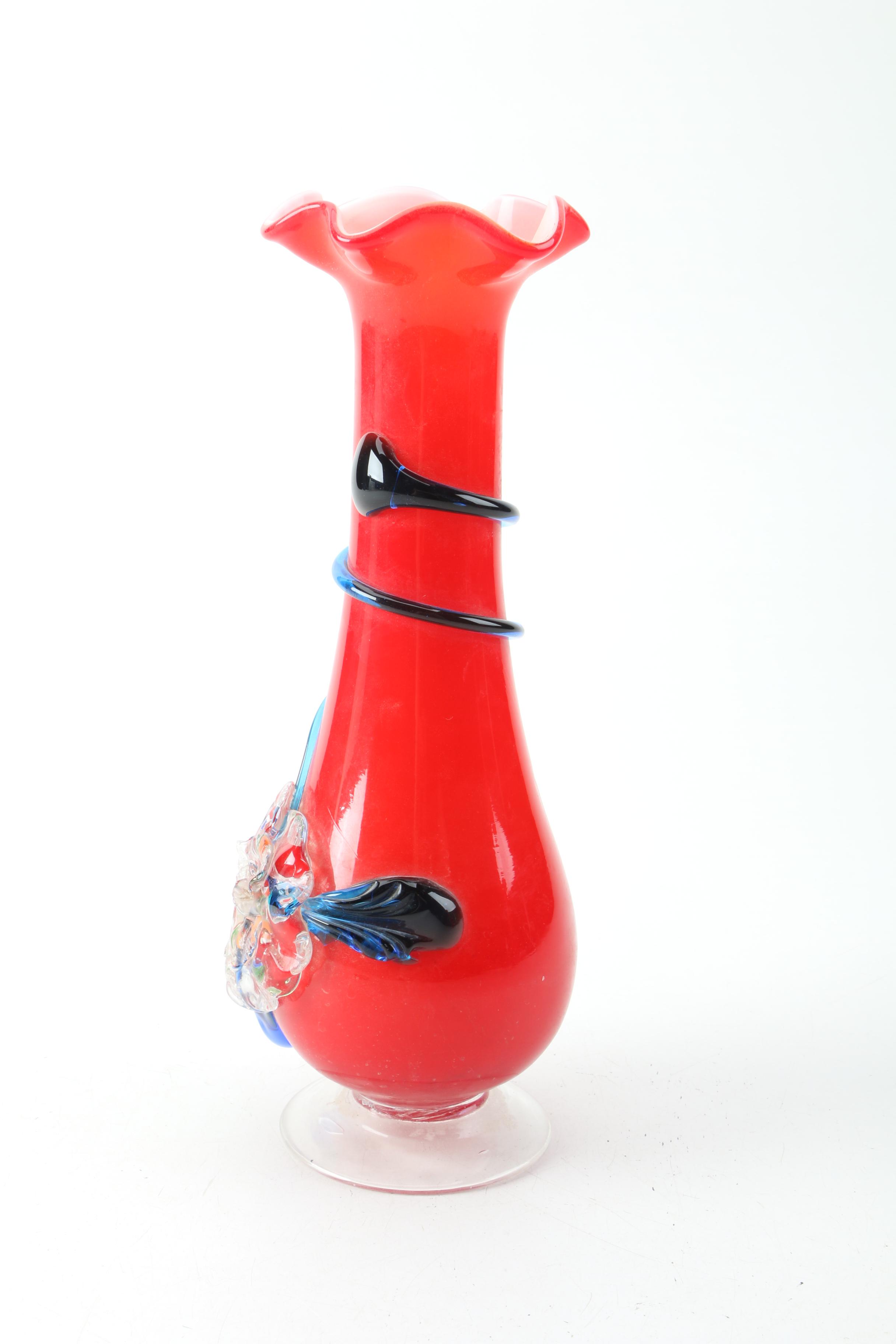 Pair of Vintage Murano Art Glass Vases